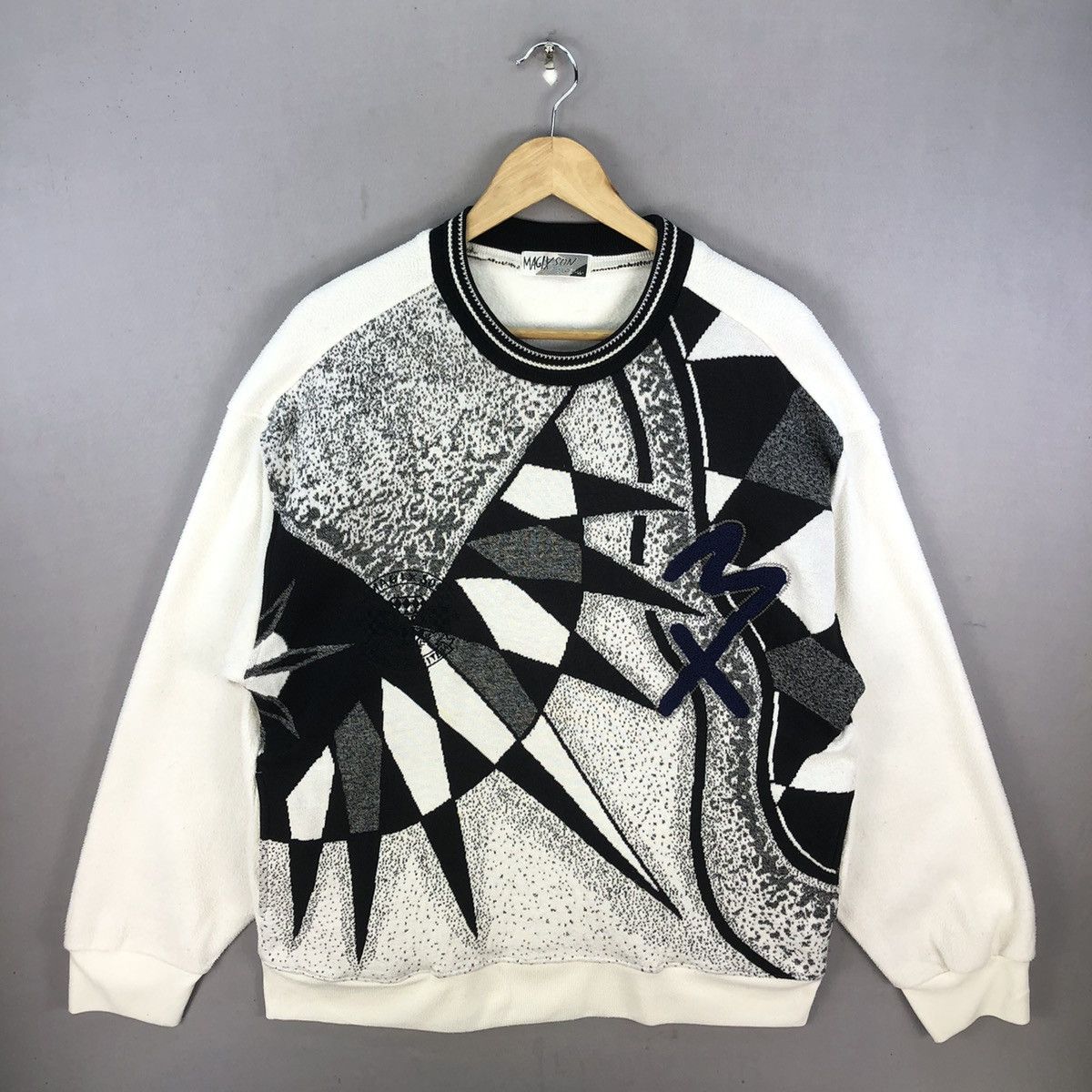 Japanese Brand Vintage 2000s Magic Son Black Monotone Sweater Size US L / EU 52-54 / 3 - 1 Thumbnail