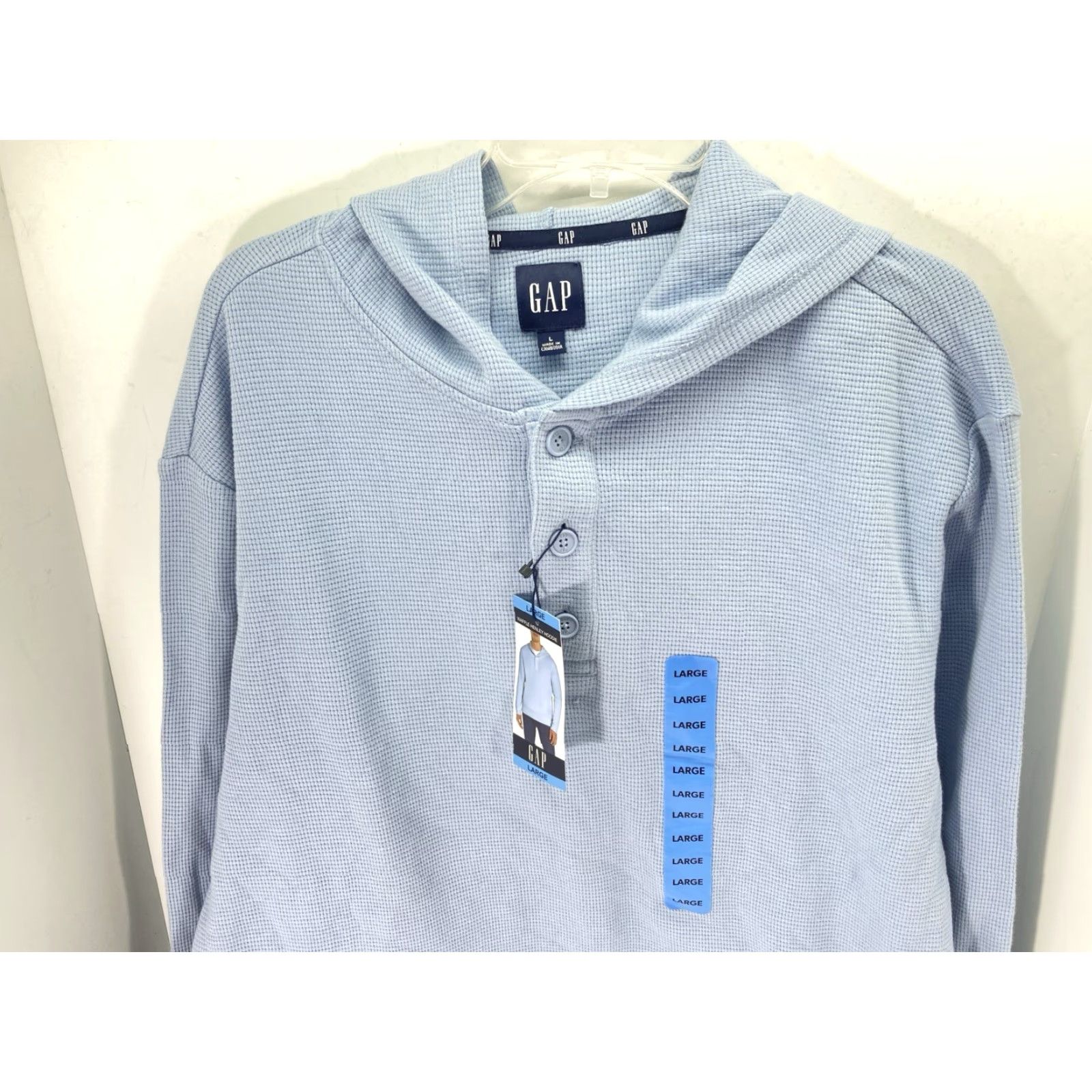 Gap VINTAGE Gap Waffle Henley Hoodie Shirt Men Large Blue Long Sleeve Pullover NWT Size US L / EU 52-54 / 3 - 2 Thumbnail