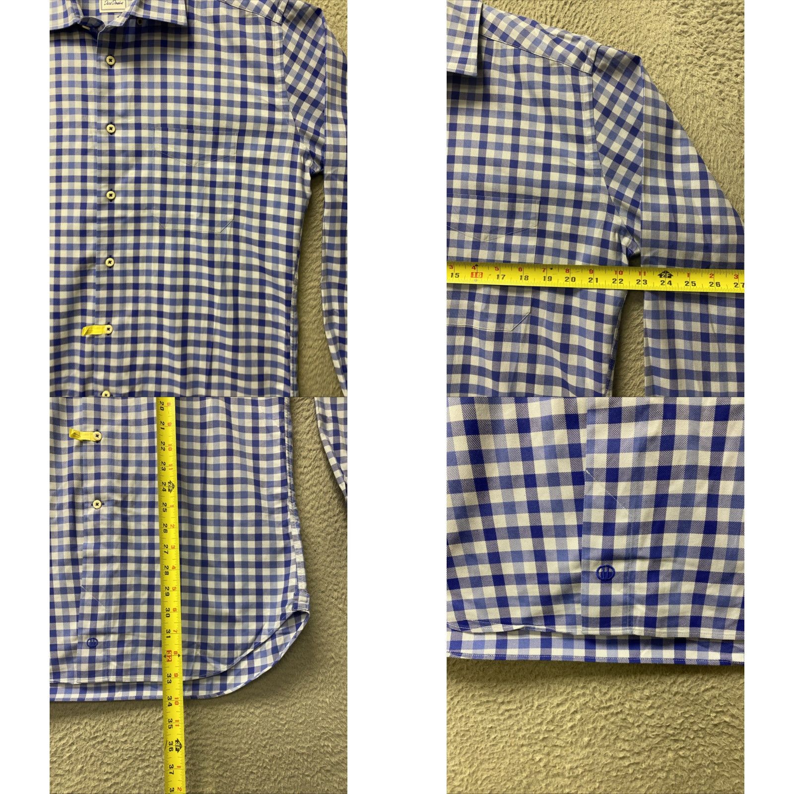 David Donahue DAVID DONAHUE Button Shirt Men’s XL blue Check Cotton Fit Size US XL / EU 56 / 4 - 8 Thumbnail