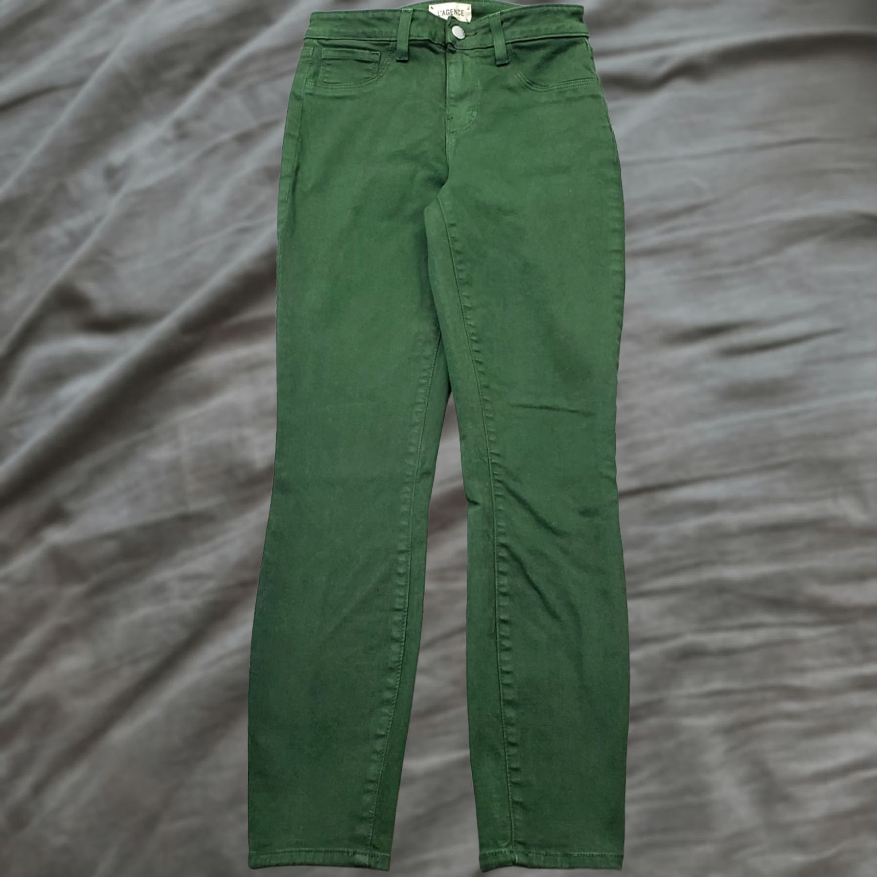 L'AGENCE L'Agence Green Denim Stretch Americana Streetwear Skinny Leg Jeans Womens 26 Size 26" / US 2 / IT 38 - 1 Thumbnail