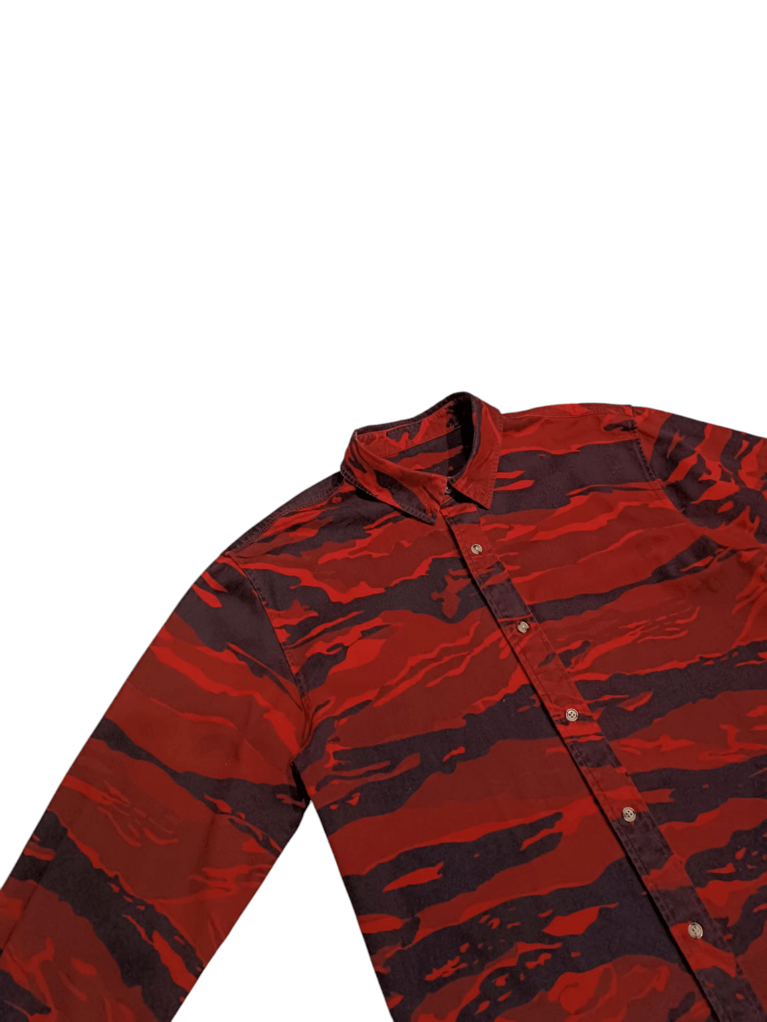 Black Scale Black Scale Red and Black Tiger Stripe Cotton Shirt Size US M / EU 48-50 / 2 - 2 Thumbnail