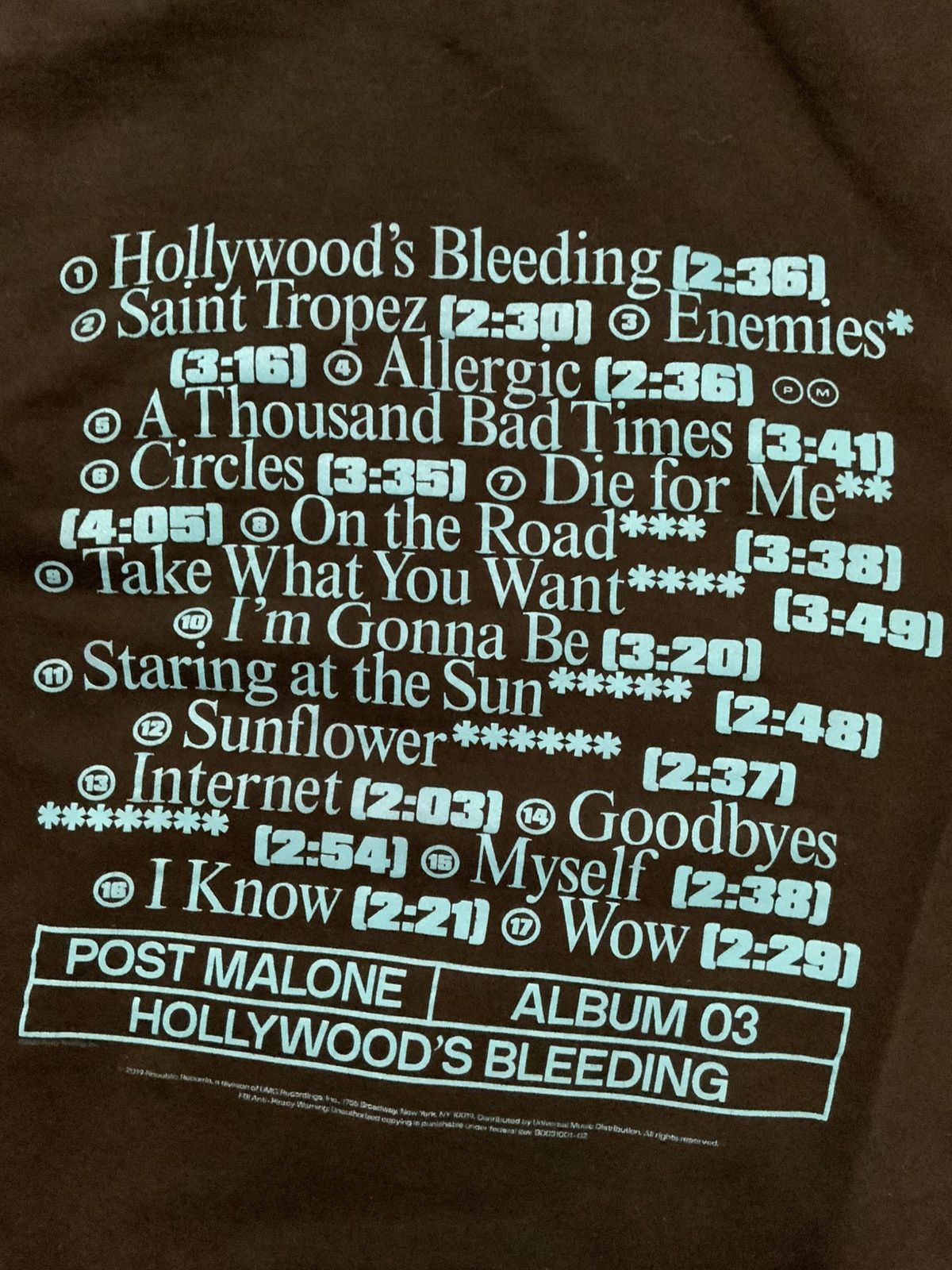 POST&CO Post Malone Hollywood Bleeding Album Official Merch Hoodie Size US S / EU 44-46 / 1 - 4 Thumbnail