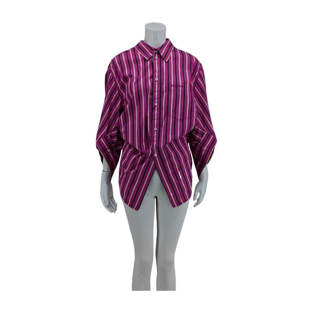 Balenciaga BALENCIAGA Striped Cotton Button Up Shirt Size 34 Size XS / US 0-2 / IT 36-38 - 1 Thumbnail