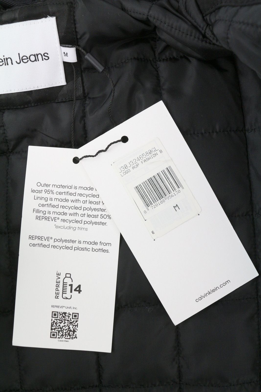 Calvin Klein M Black Logo Print Insulated Loose Fit Bomber 86393 Size US M / EU 48-50 / 2 - 9 Thumbnail