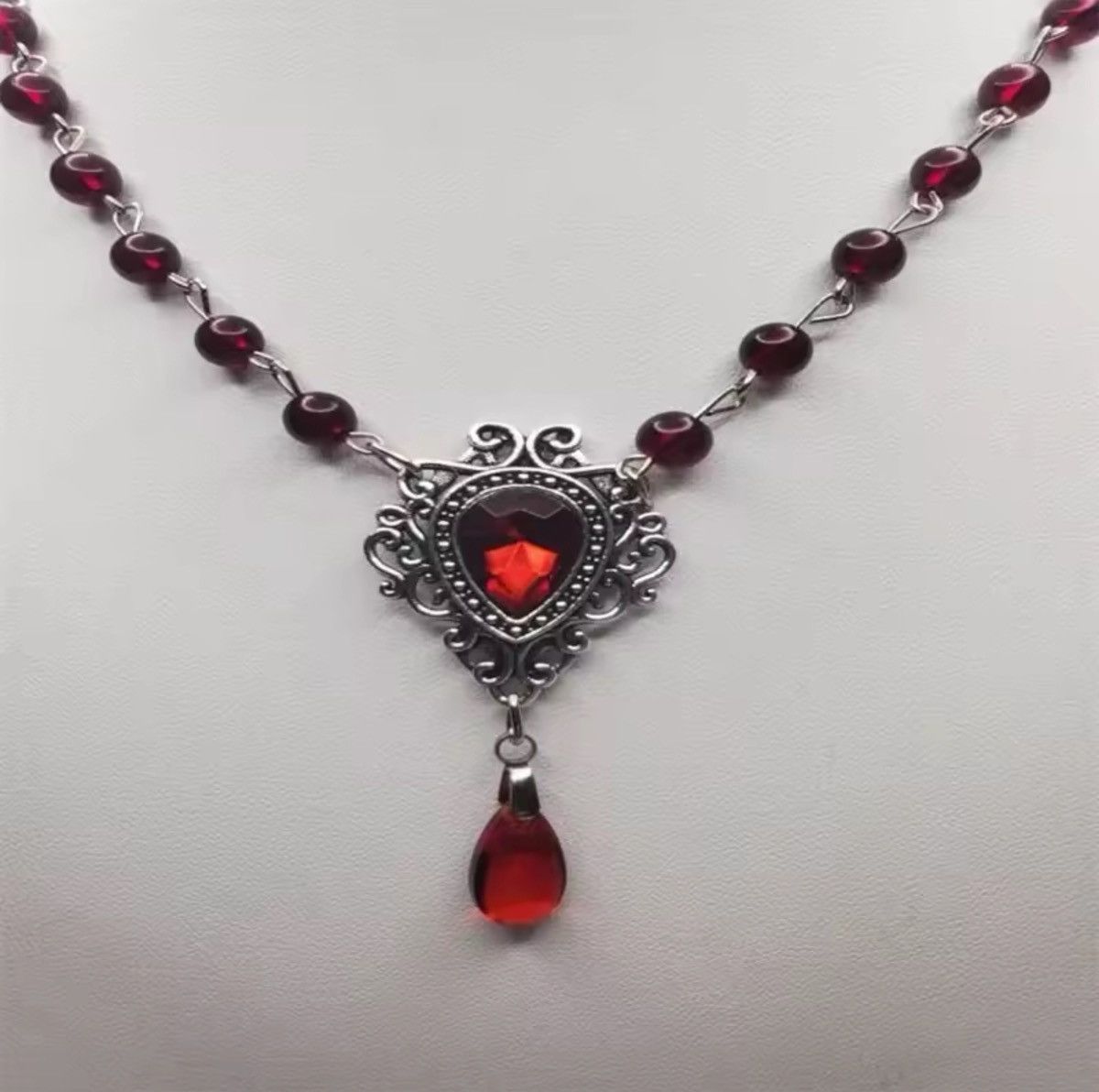 Jewelry Romantic Heart Rosary Necklace Size ONE SIZE - 2 Thumbnail