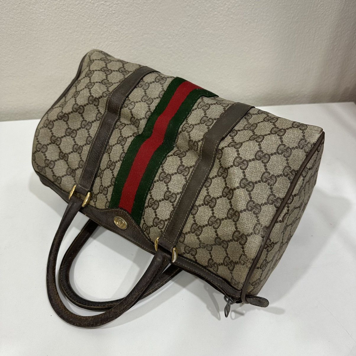 Gucci ‼️LASTDROP‼️ VINTAGE GUCCI GG SUPREME WEB BOSTON BAG Size ONE SIZE - 4 Thumbnail