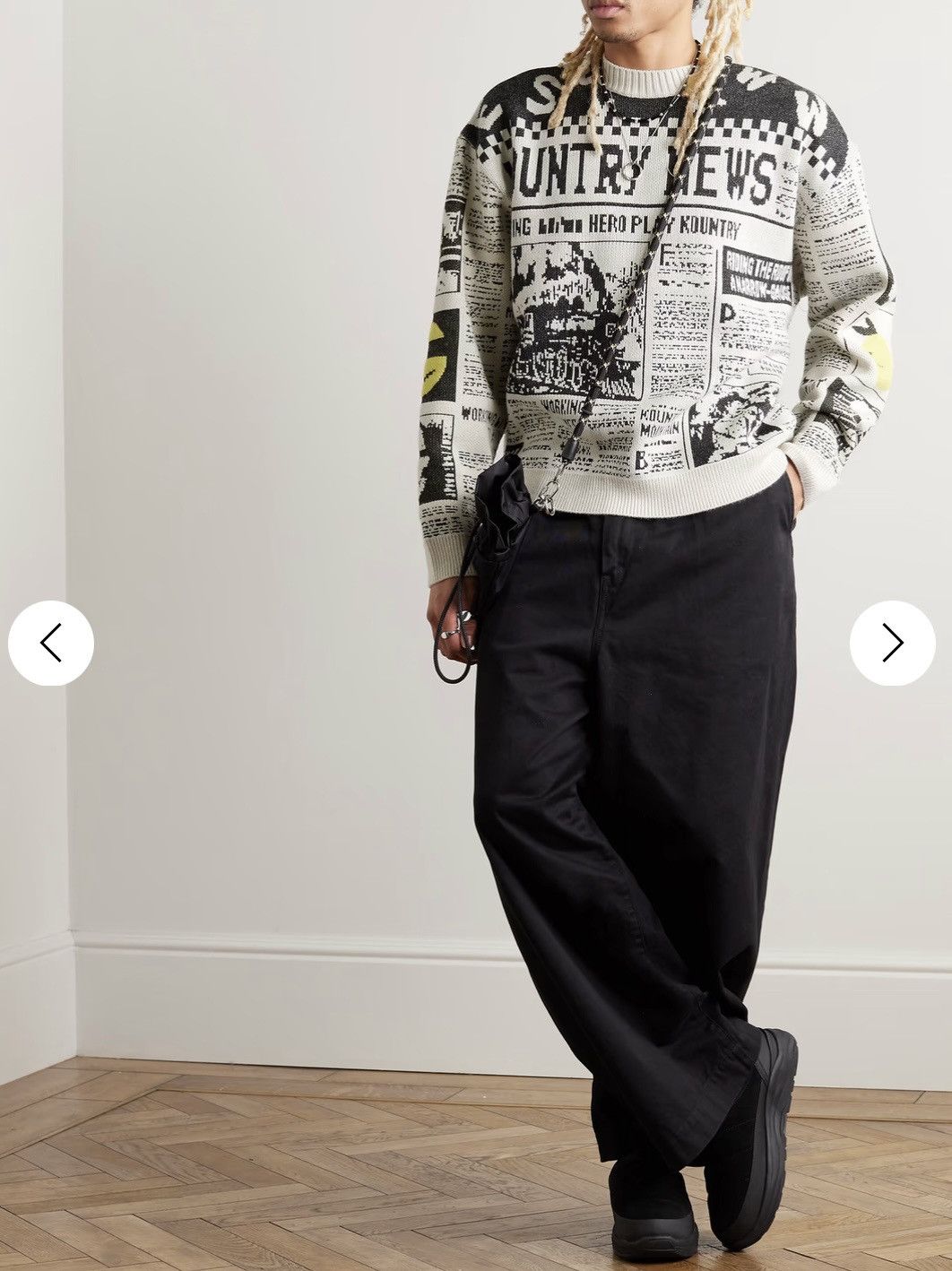 Kapital × Kapital Kountry Kapital 8G Knit Newspaper Pattern Crew Sweater Kinari Size US L / EU 52-54 / 3 - 5 Thumbnail