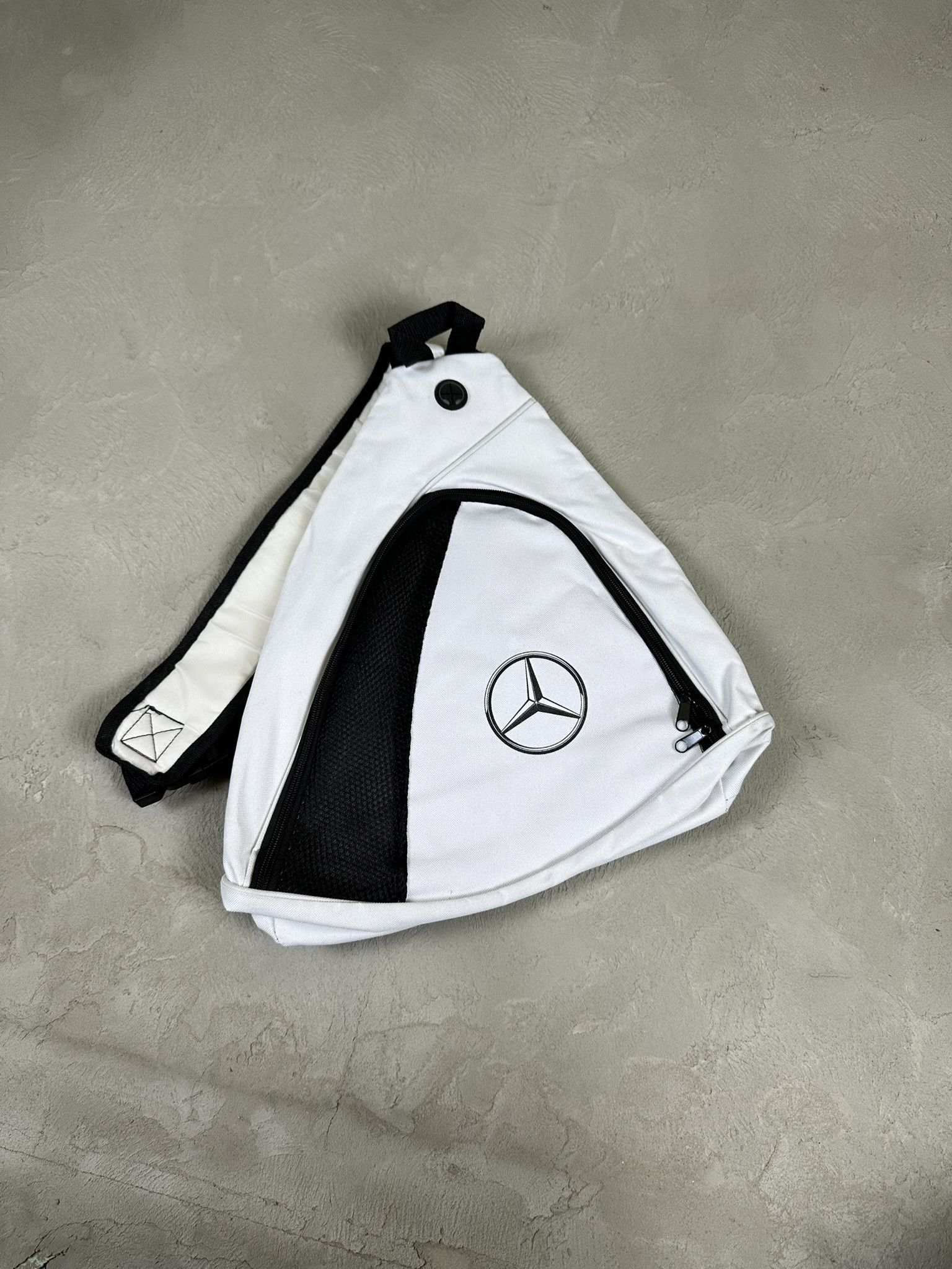 Mercedes Benz x Racing Vintage Mercedes Sling Crossbody Racing Bag Backpack in White, Men's