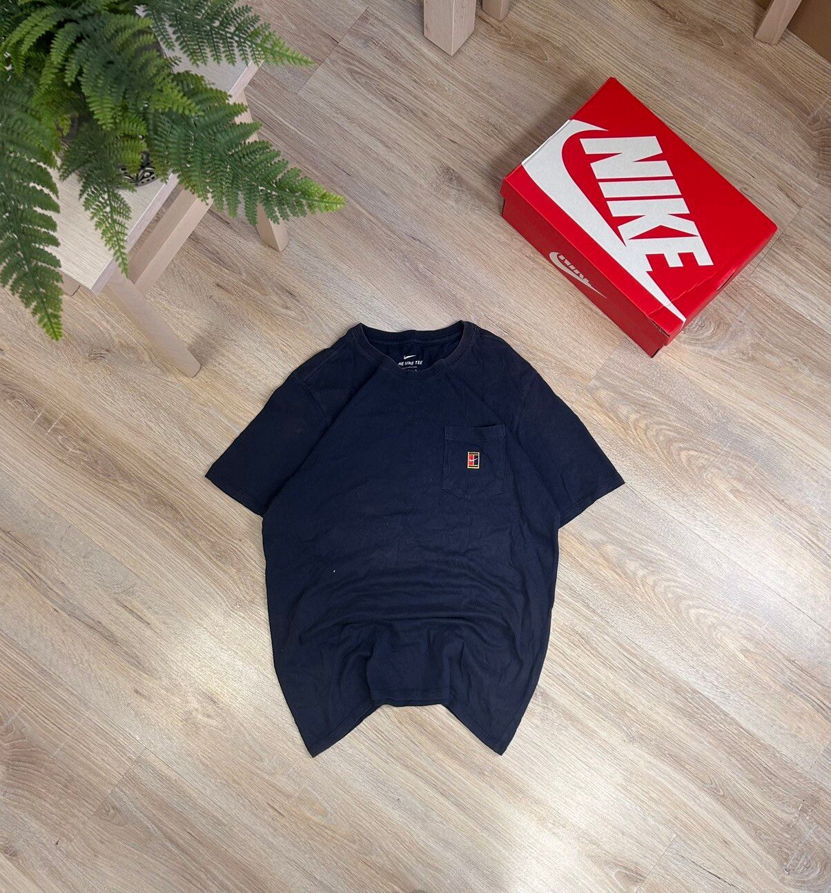 Pre-owned Nike X Vintage 00s Vintage Nike Challenge Court Small Logo Pocket T-shirt In Navy