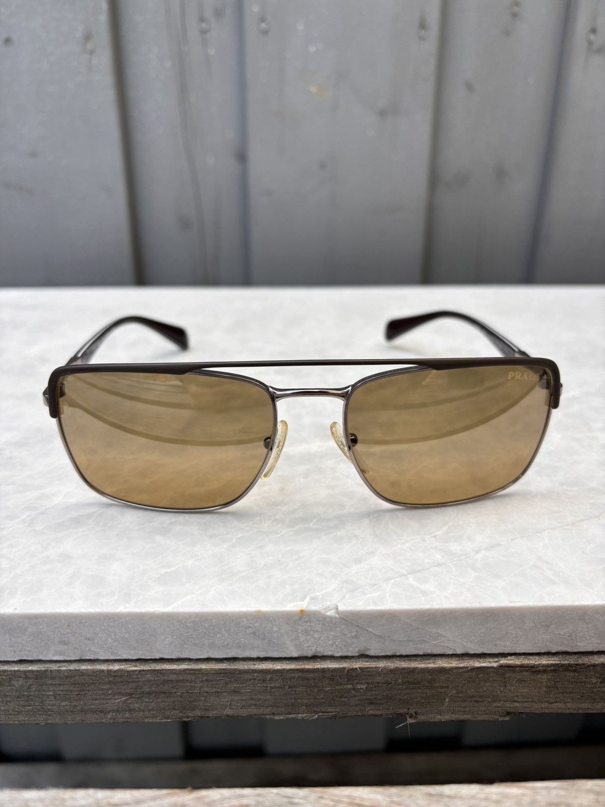 Designer × Prada Prada Sunglasses SPR 50Q Metal Chrome Aviator Wayfarer Bar Size ONE SIZE - 8 Thumbnail