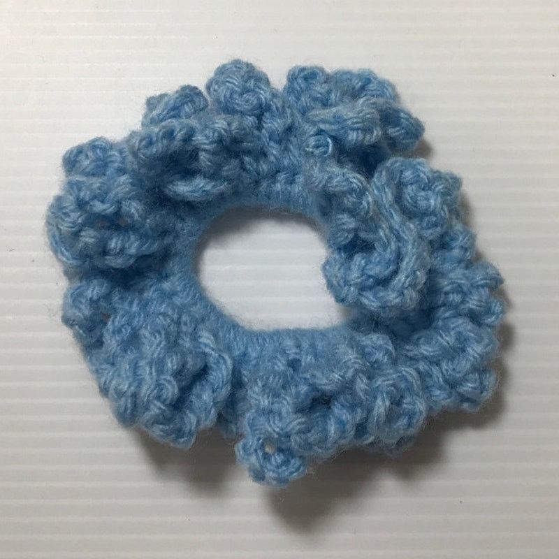 Handmade NWT Light Blue Handmade Crocheted Hair Scrunchie Size ONE SIZE - 1 Thumbnail
