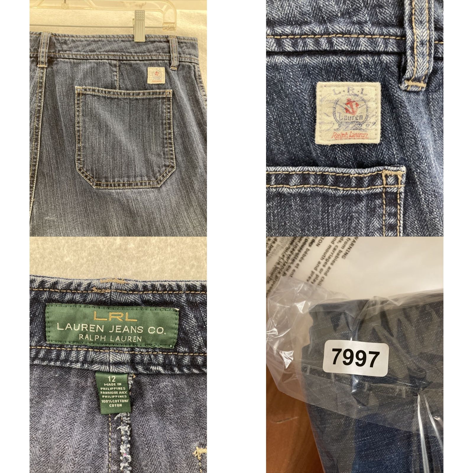 CO VINTAGE Lauren Jeans Co Jeans 12 Bootcut Pinstriped Denim Blue 90s Womens Size 34" / US 12 / IT 48 - 8 Thumbnail