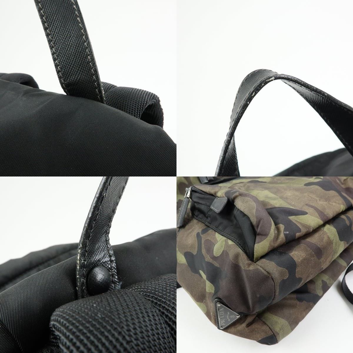 Prada Prada Triangle Logo Nylon Leather Backpack Camouflage Size ONE SIZE - 4 Thumbnail