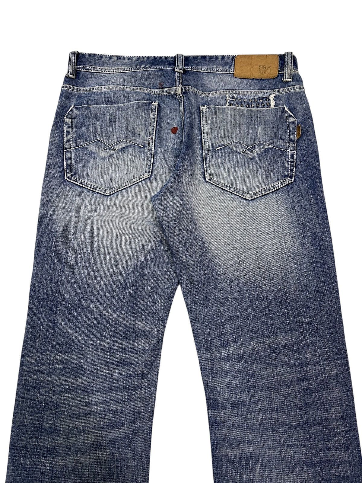 Japanese Brand × Vintage Vintage Japanese Blue Wash Patches Style Distressed Jeans Size US 35 - 5 Thumbnail