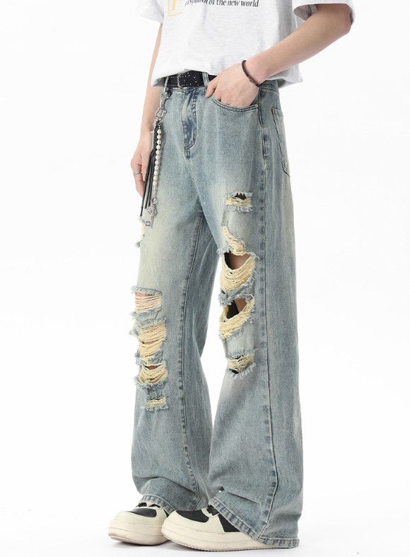 Vintage Men's Trendy American-Style Loose-Fit Distressed Jeans Size US 32 / EU 48 - 4 Thumbnail