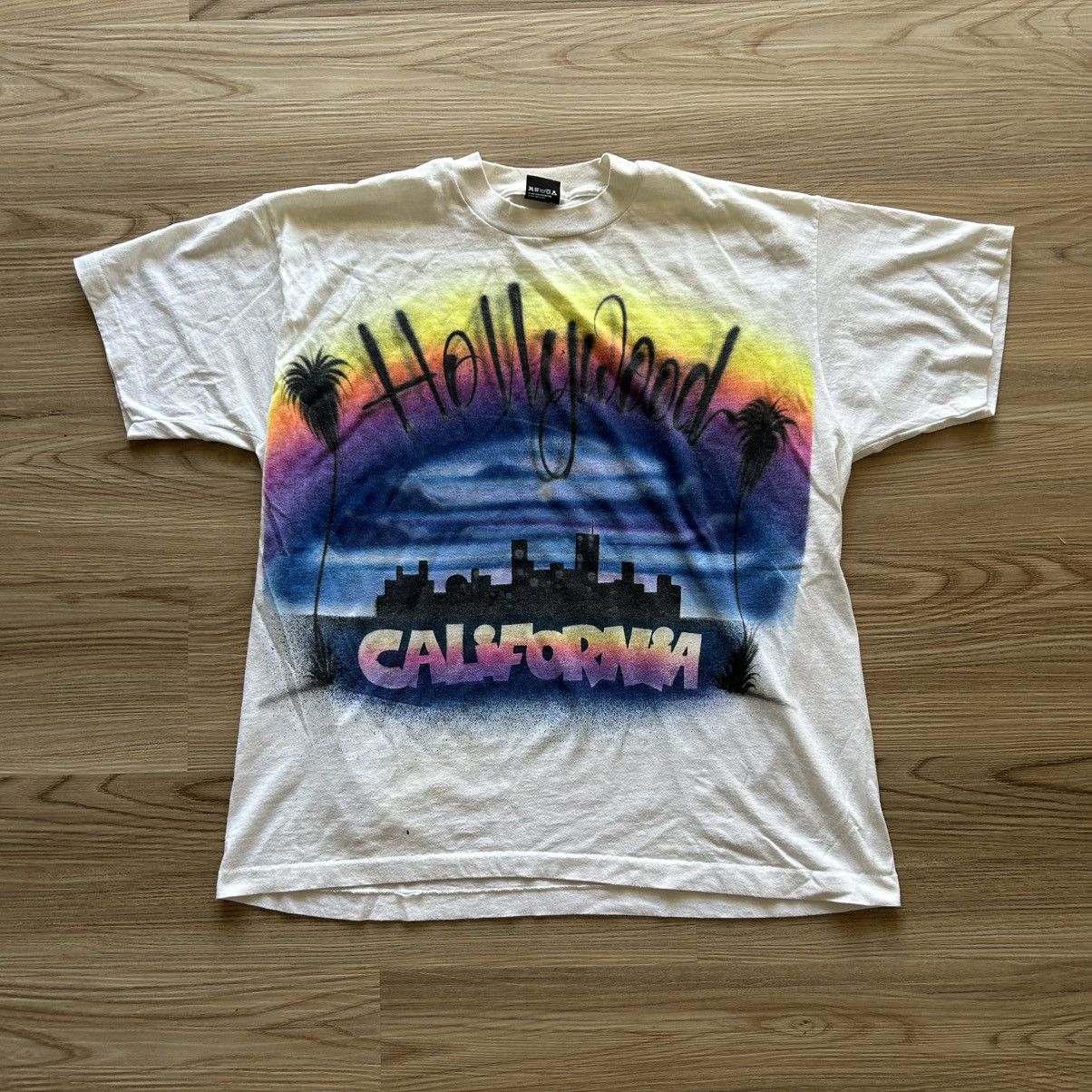 Vintage Vintage Hollywood Spray print tee White Size US XL / EU 56 / 4 - 1 Thumbnail