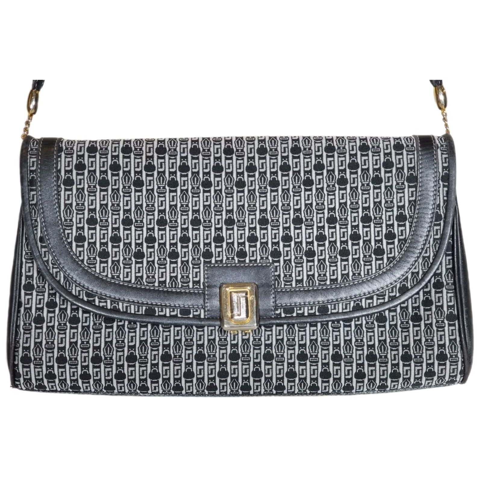 Judith Leiber VTG Judith Lieber Jacquard Canvas Signature Monogram Crossbody Bag Purse Clutch Size ONE SIZE - 3 Thumbnail