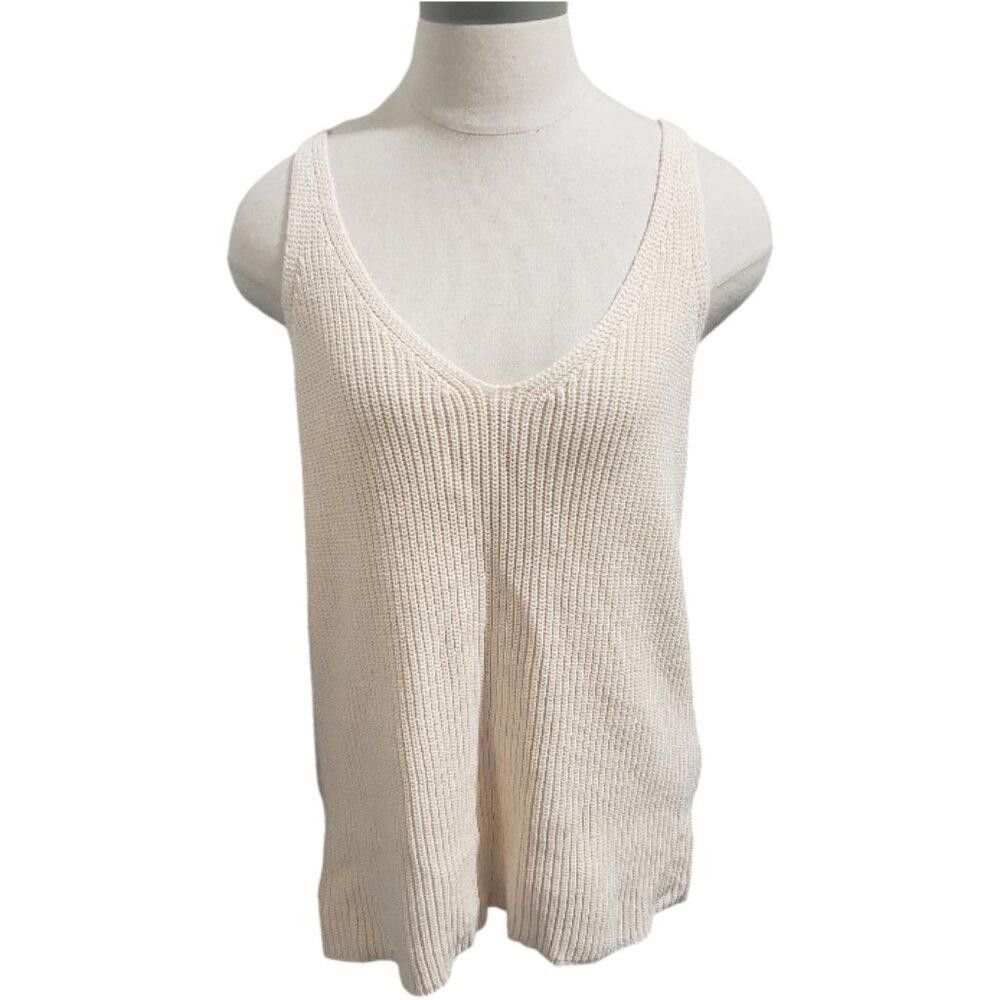 Designer CT1911 The Drop Ribbed Cream Sweater Tank S Size S / US 4 / IT 40 - 1 Thumbnail