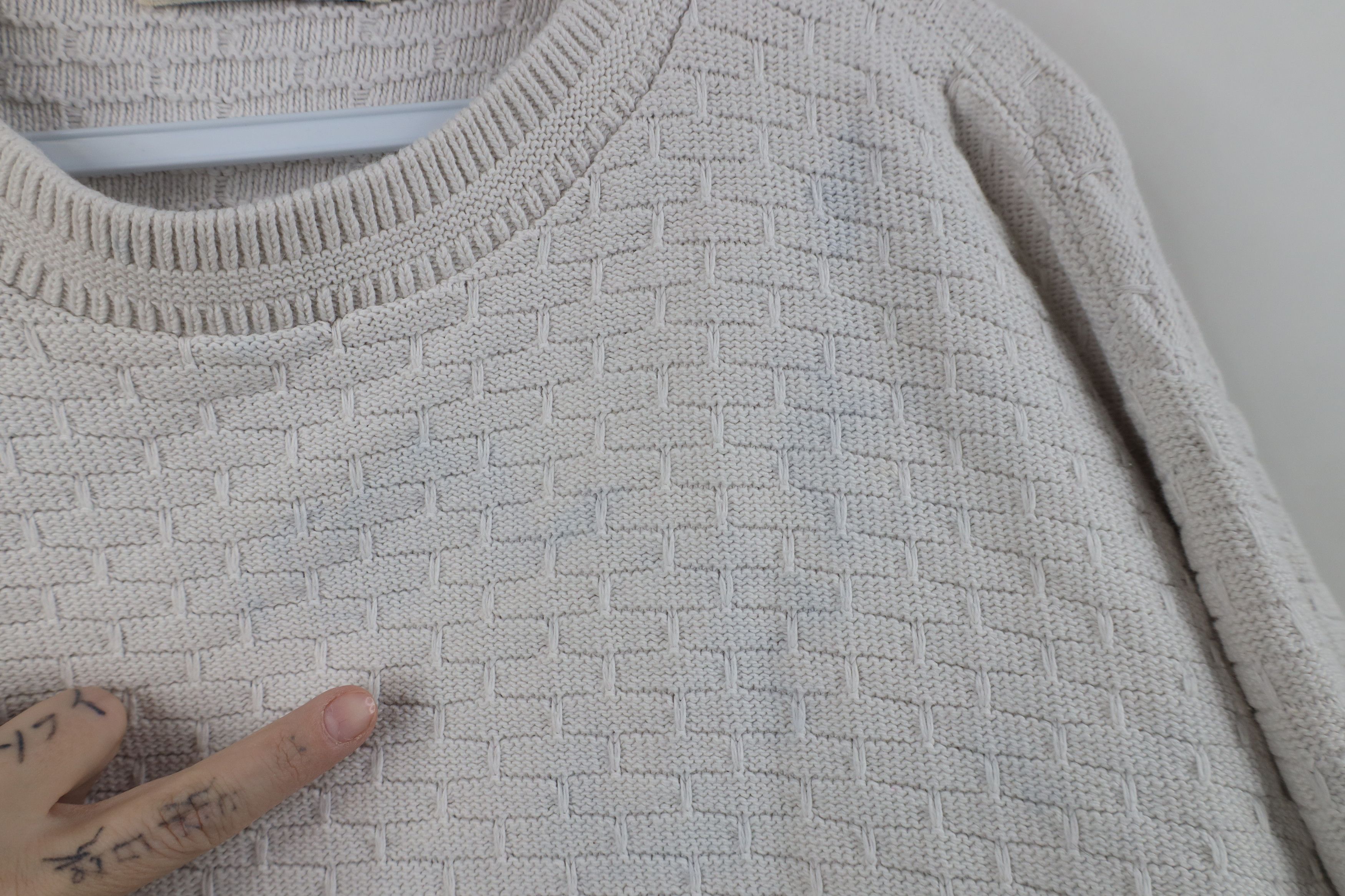 Vintage Vintage 90s Streetwear Cotton Knit Sweater Light Gray USA Size US M / EU 48-50 / 2 - 5 Thumbnail