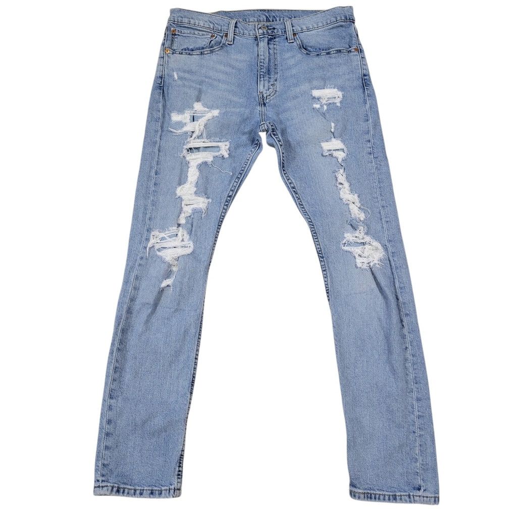 Levi's Levi's 512 Straight Slim Distressed Blue Zip-Fly Cotton Size US 34 / EU 50 - 3 Thumbnail