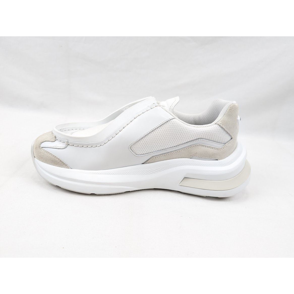 Prada o1rshd1 Brushed Leather Sneakers Bike Fabric Suede in White Size US 11 / EU 44 - 7 Thumbnail