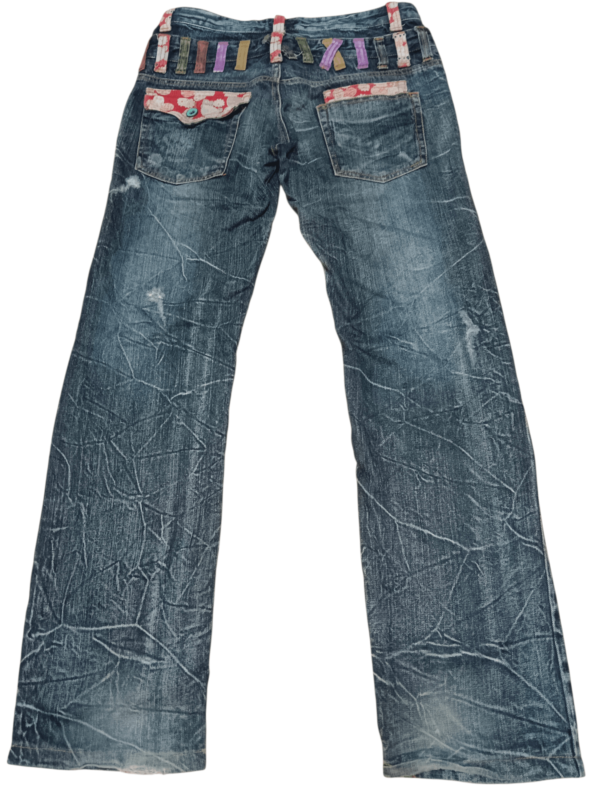 Karakuri Tamashii Nylaus Karakuri Style Double Waist Distressed Denim Size US 32 / EU 48 - 3 Thumbnail