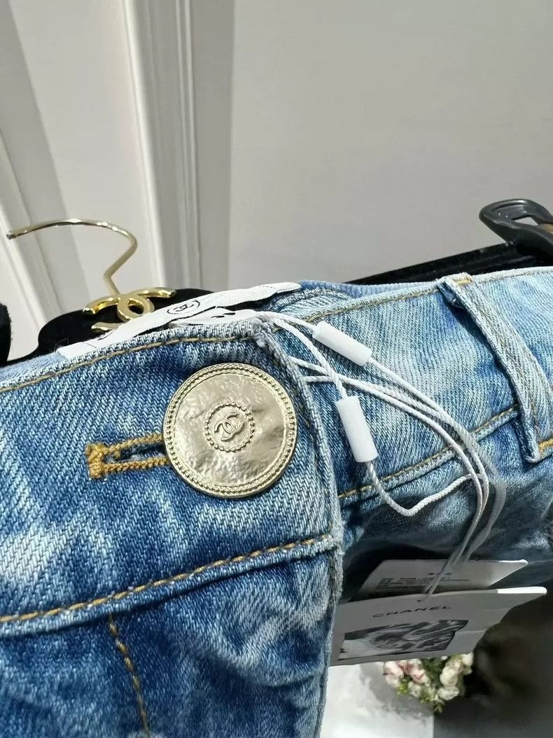 Chanel Chanel Preview Series Blue Logo Wide-leg Jeans Size 25" / US 0 / IT 36 - 7 Thumbnail