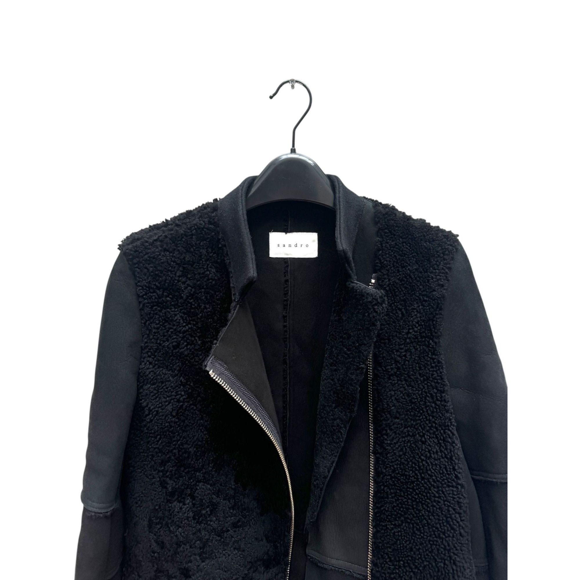 Sandro Black Shearling (Leather) Jacket Size XS / US 0-2 / IT 36-38 - 4 Thumbnail