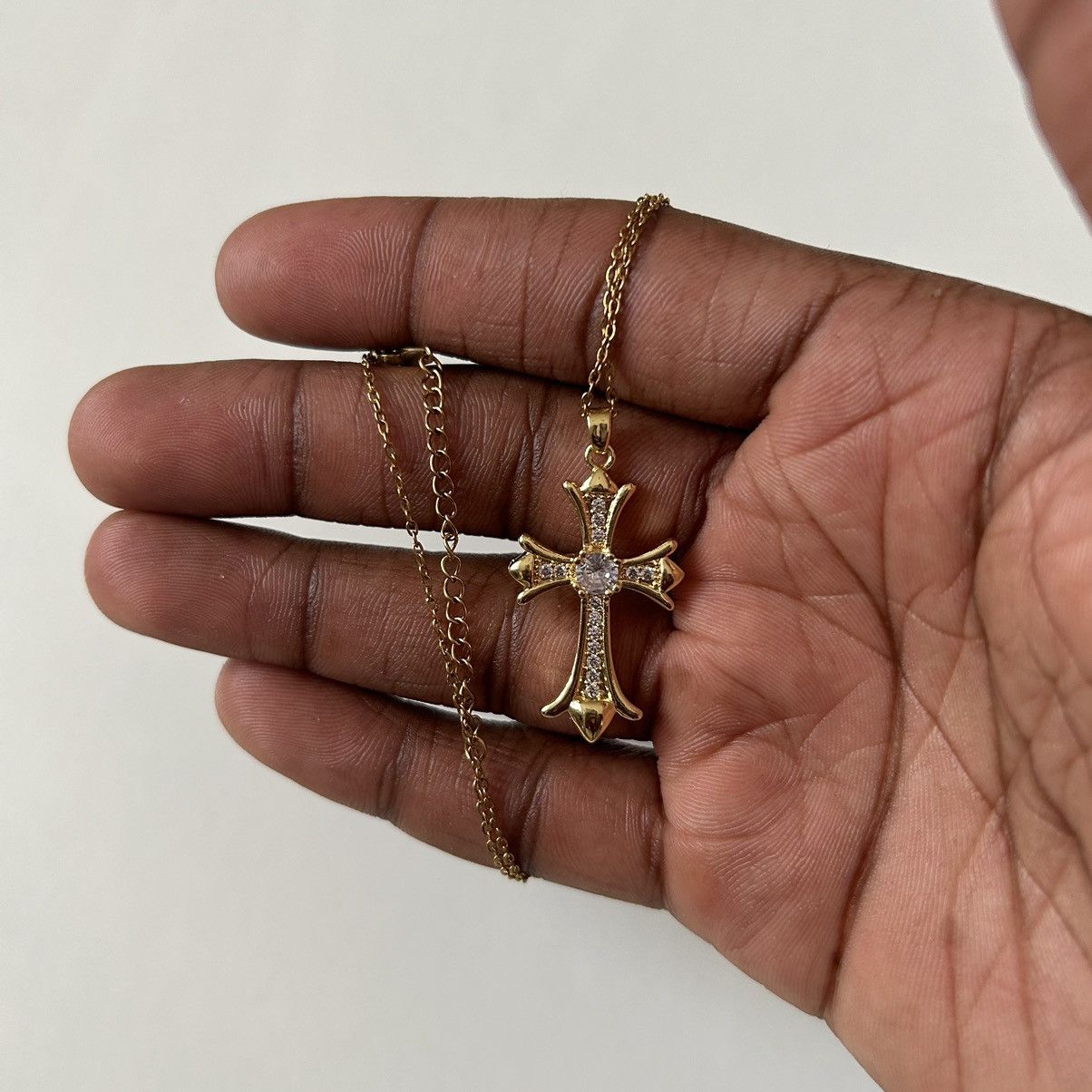 Japanese Brand × Vintage Y2K 2000s Gold studded big cross pendant rapper chain Size ONE SIZE - 1 Thumbnail