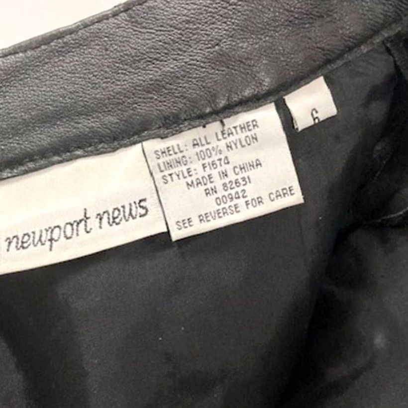 Vintage Newport News Genuine Leather Skirt Black Knee Length Lined - Size 6 Size 28" / US 6 / IT 42 - 4 Thumbnail