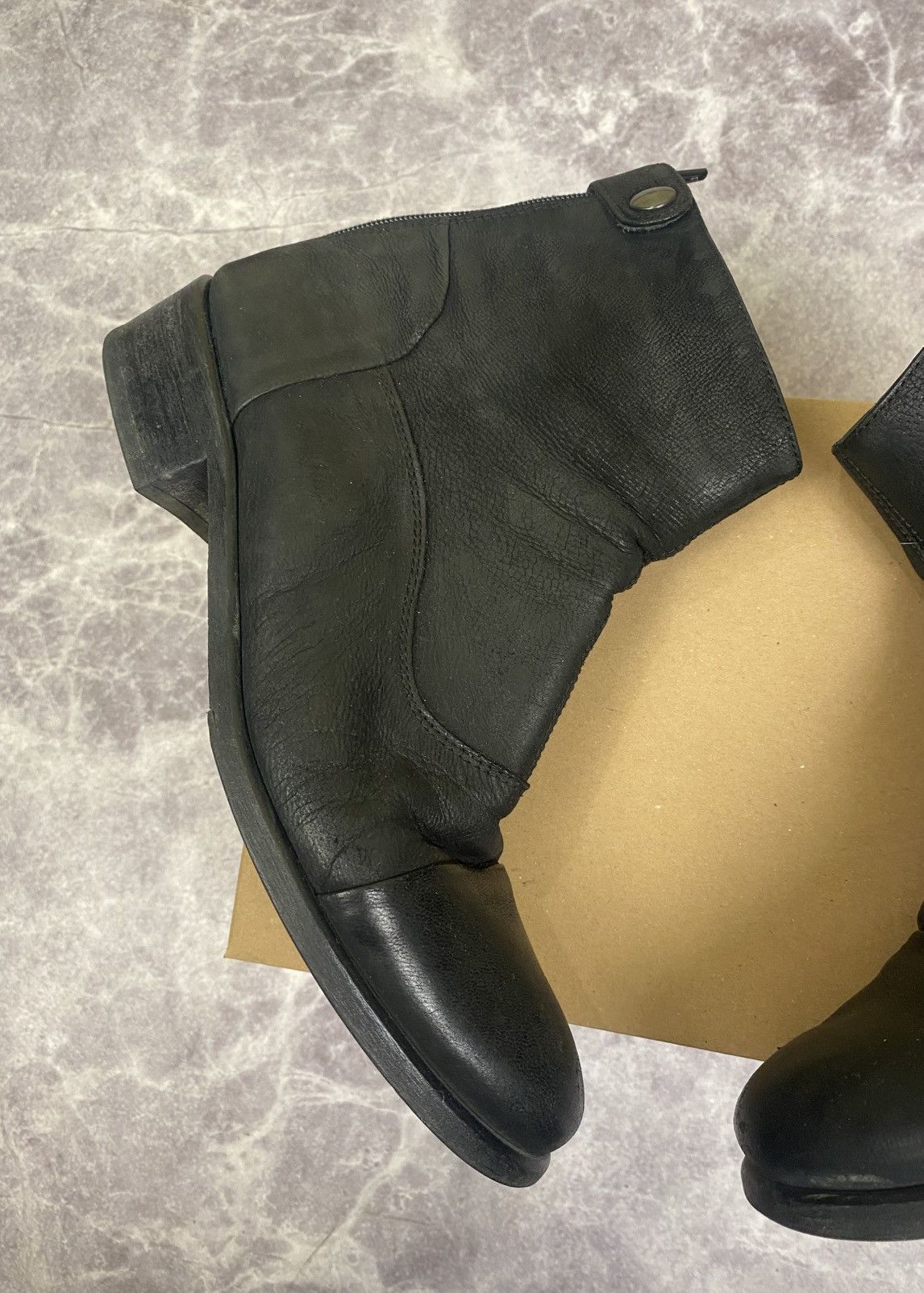 Japanese Brand Leather Moto Back Zip Guidi/A.S.98 Style Boots Size: 40 Size US 7 / EU 40 - 2 Thumbnail