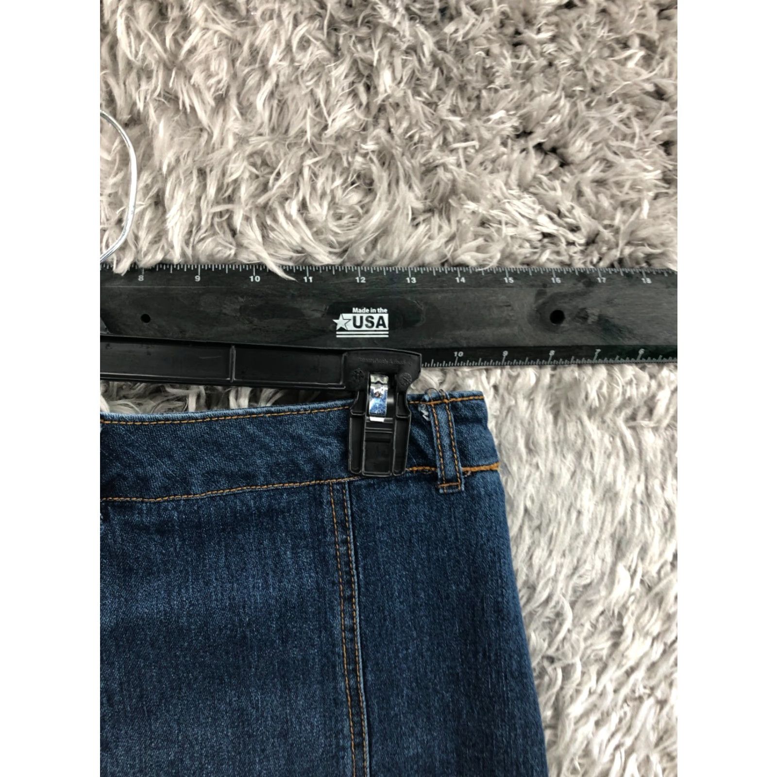 Vintage Highway Jeans Skirt A-Line Midi Womens L Blue Denim Slit Pockets Stretch Machine Washable Regular Size 36" / US 14 / IT 50 - 6 Thumbnail