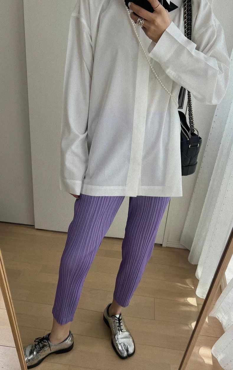 Issey Miyake Issey Miyake size:2 Purple pleated trousers Size 31" - 4 Thumbnail