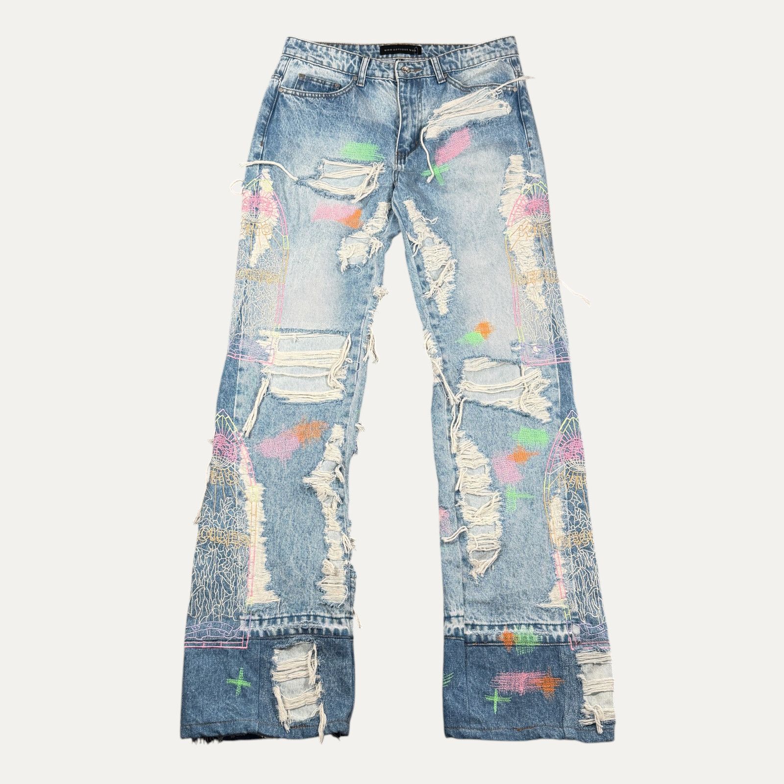 Who Decides War Who Decides War Technicolor Embrodiery Denim Jeans Size US 32 / EU 48 - 1 Thumbnail