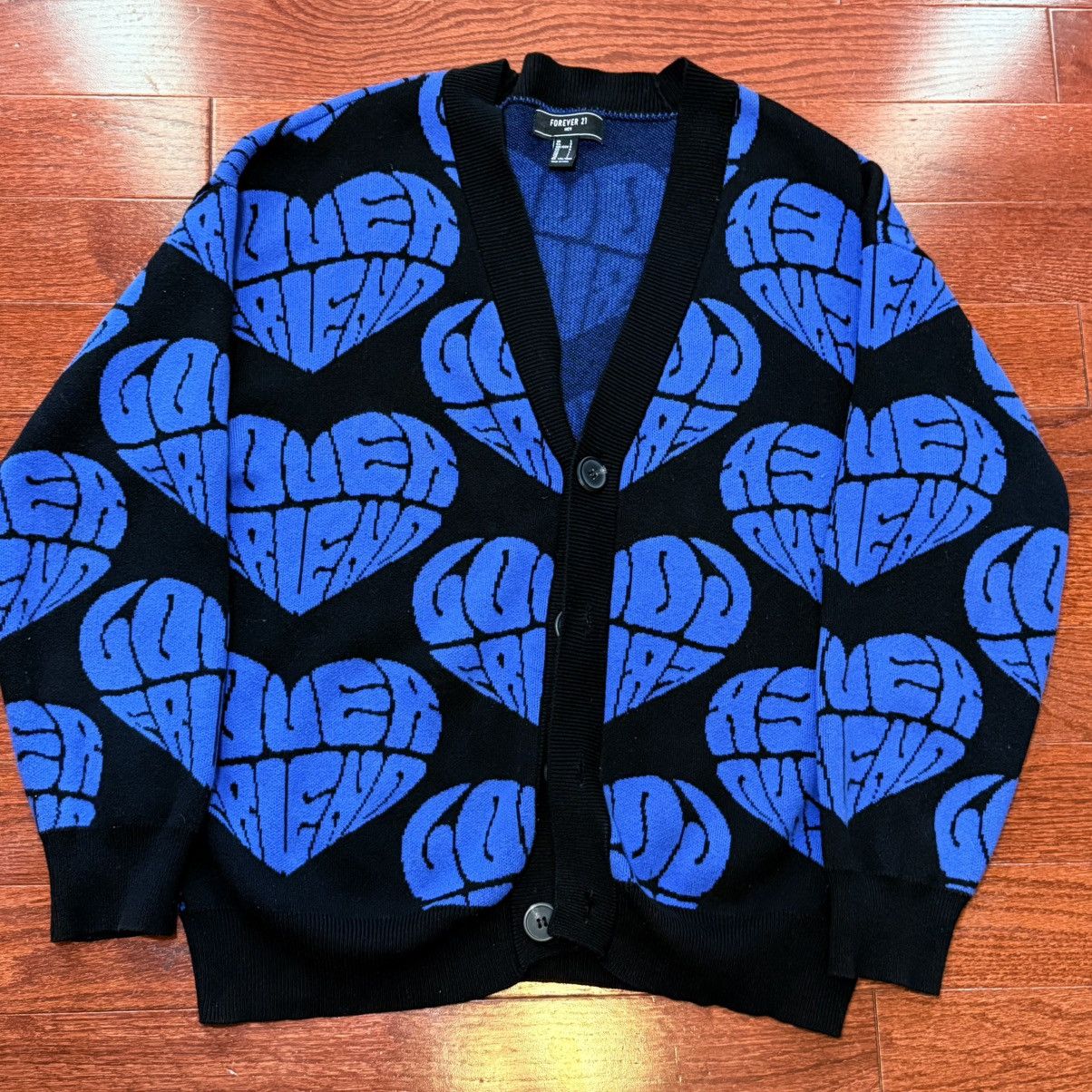 Forever 21 Forever 21 Blue Heart Sweater Size [L] Size US L / EU 52-54 / 3 - 1 Thumbnail