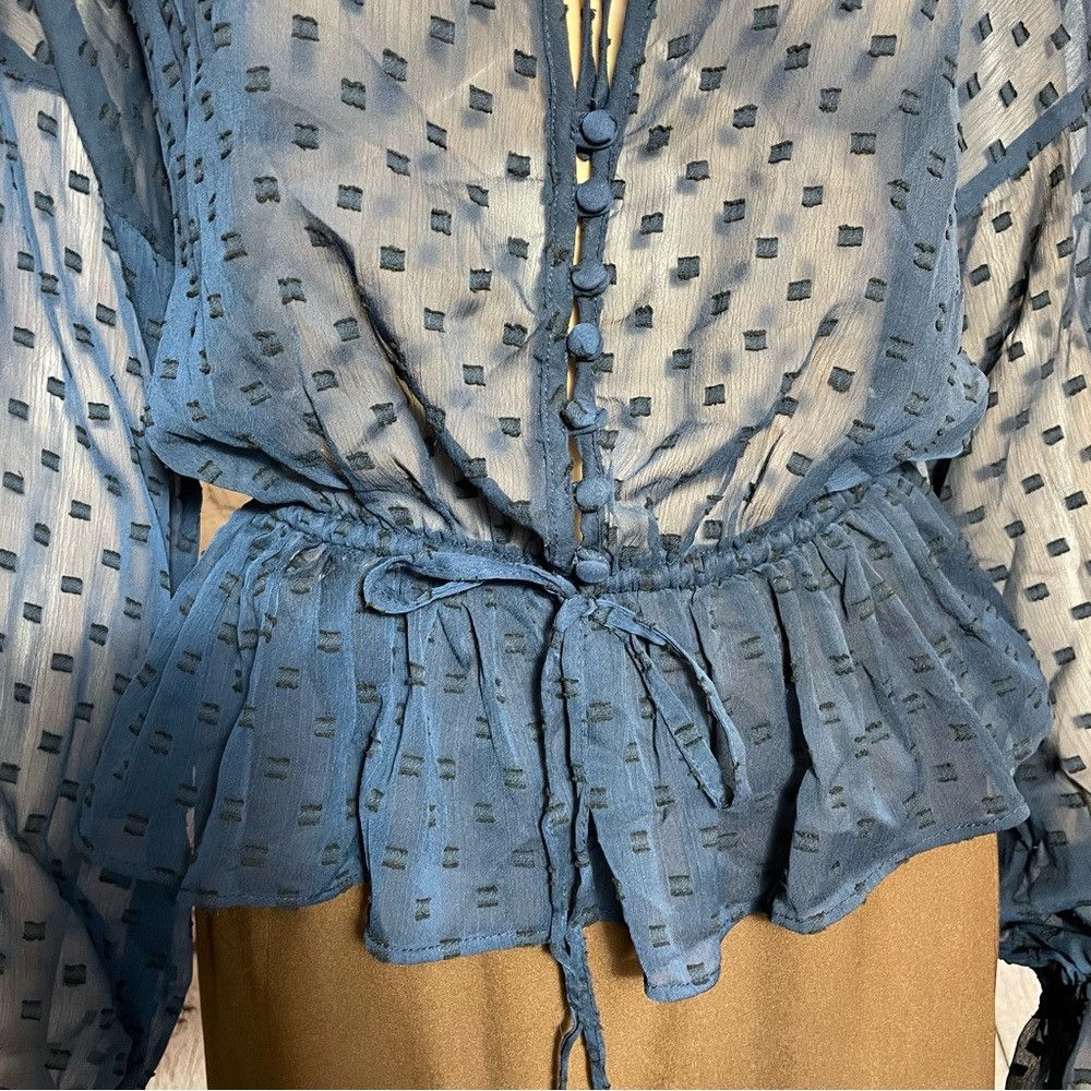 Other Walter Baker Theresa Georgette Navy Long Sleeve Blouse Size Size S / US 4 / IT 40 - 5 Thumbnail