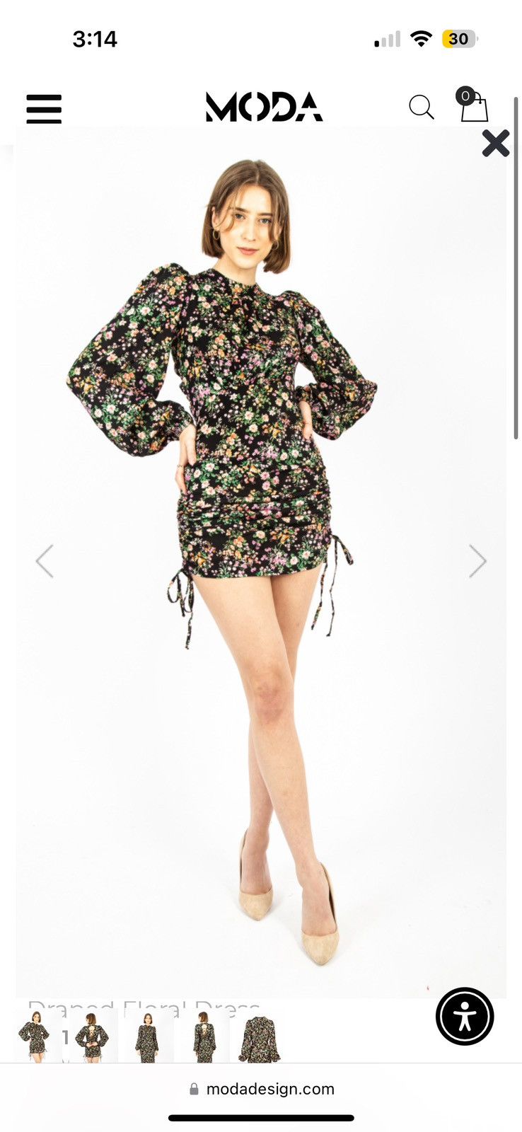 Other COSEL Draped Palm tree Dress high end 8 balloon sleeve VEUC Size M / US 6-8 / IT 42-44 - 5 Thumbnail