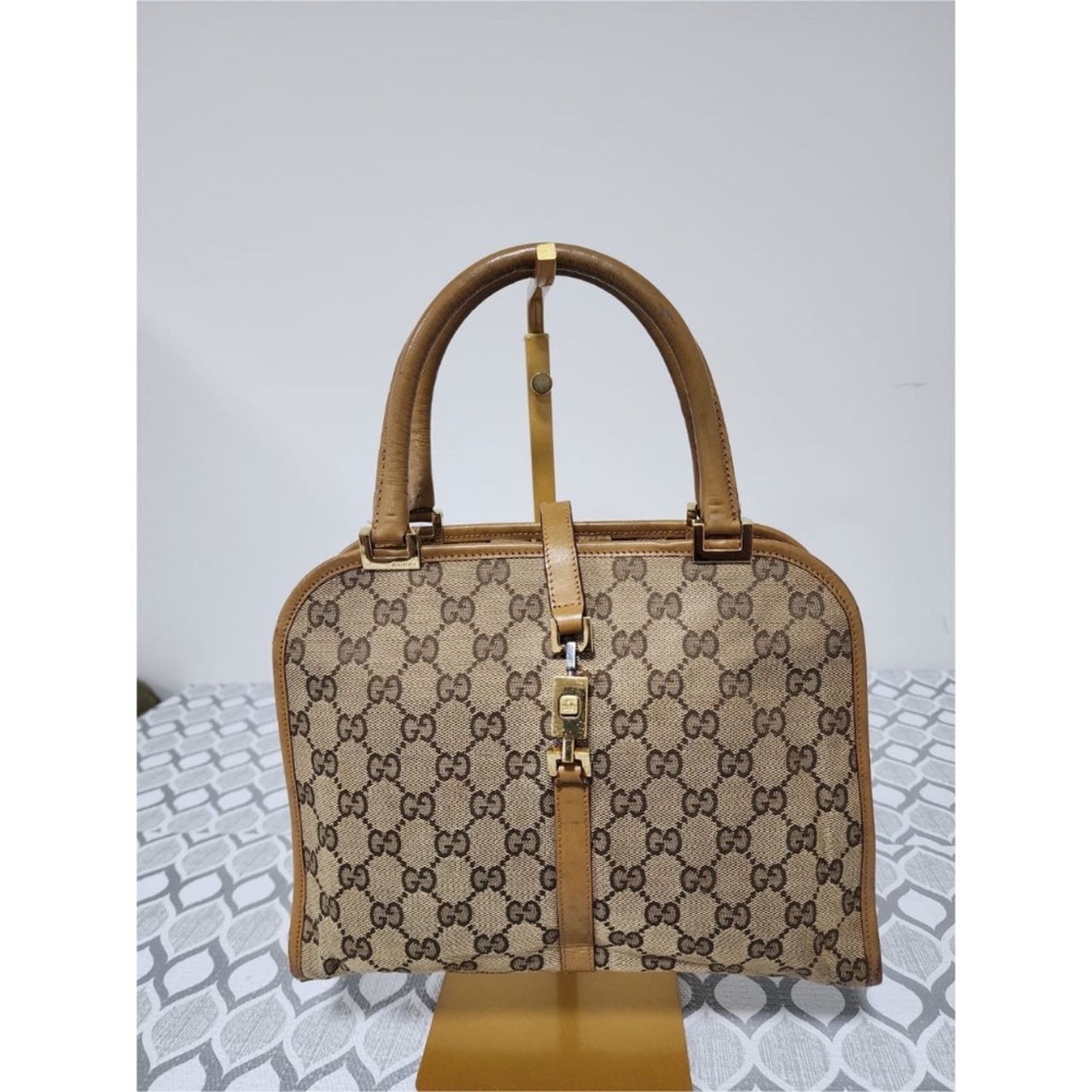Gucci Au Gucci Vintage Piston Lock Jackie Shoulder Bag Brown/Beige Size ONE SIZE - 11 Thumbnail