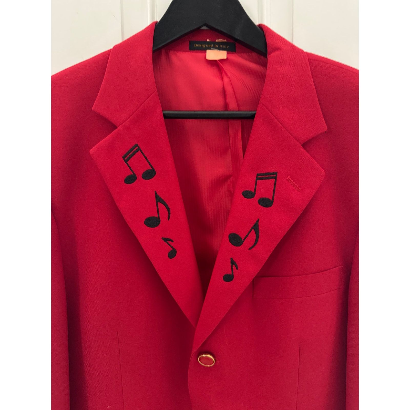 Other Lucci Collezion Red & black music note concert blazer 40 R Size US M / EU 48-50 / 2 - 2 Thumbnail
