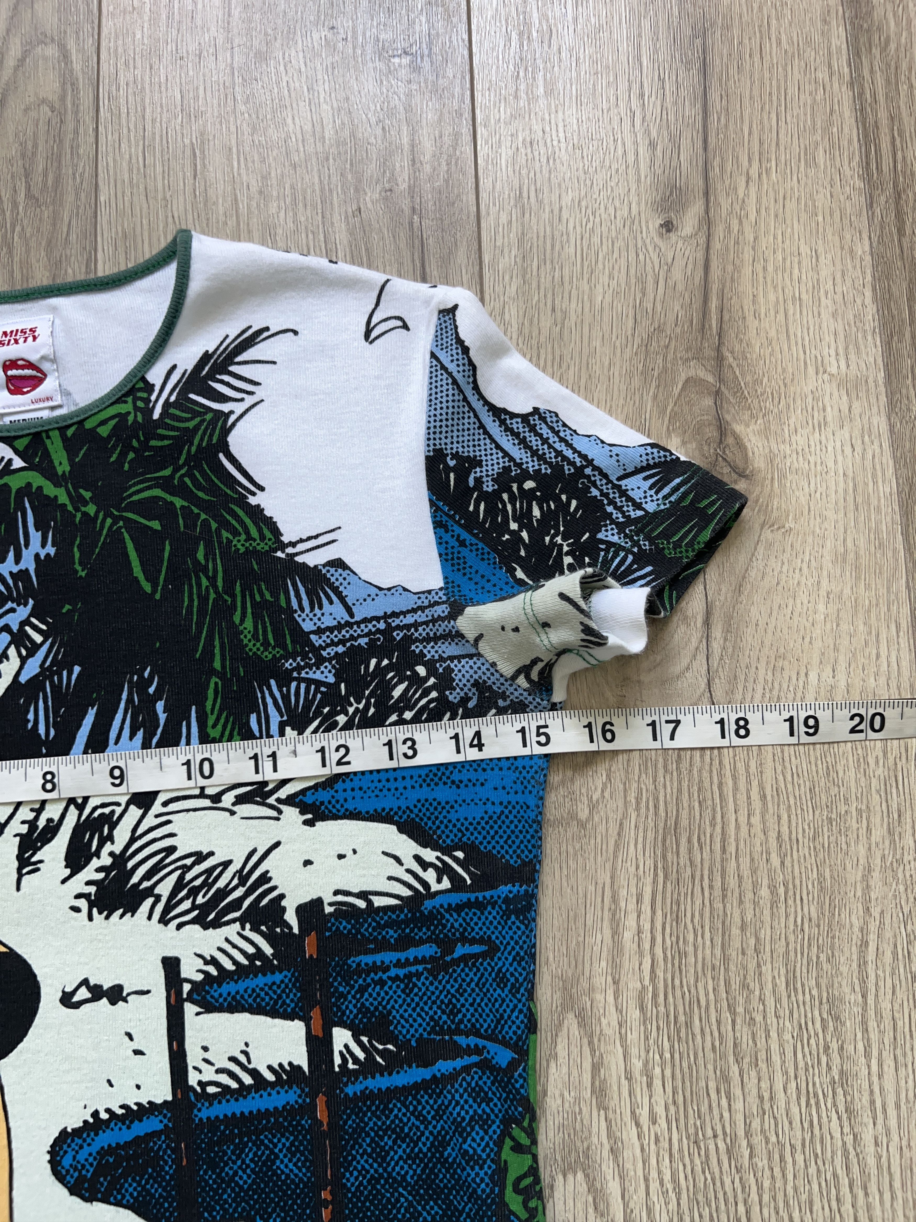 Designer × Miss Sixty × Vintage RARE 1990s All Over Print T Shirt Tee Graphic Girl Size M / US 6-8 / IT 42-44 - 7 Thumbnail
