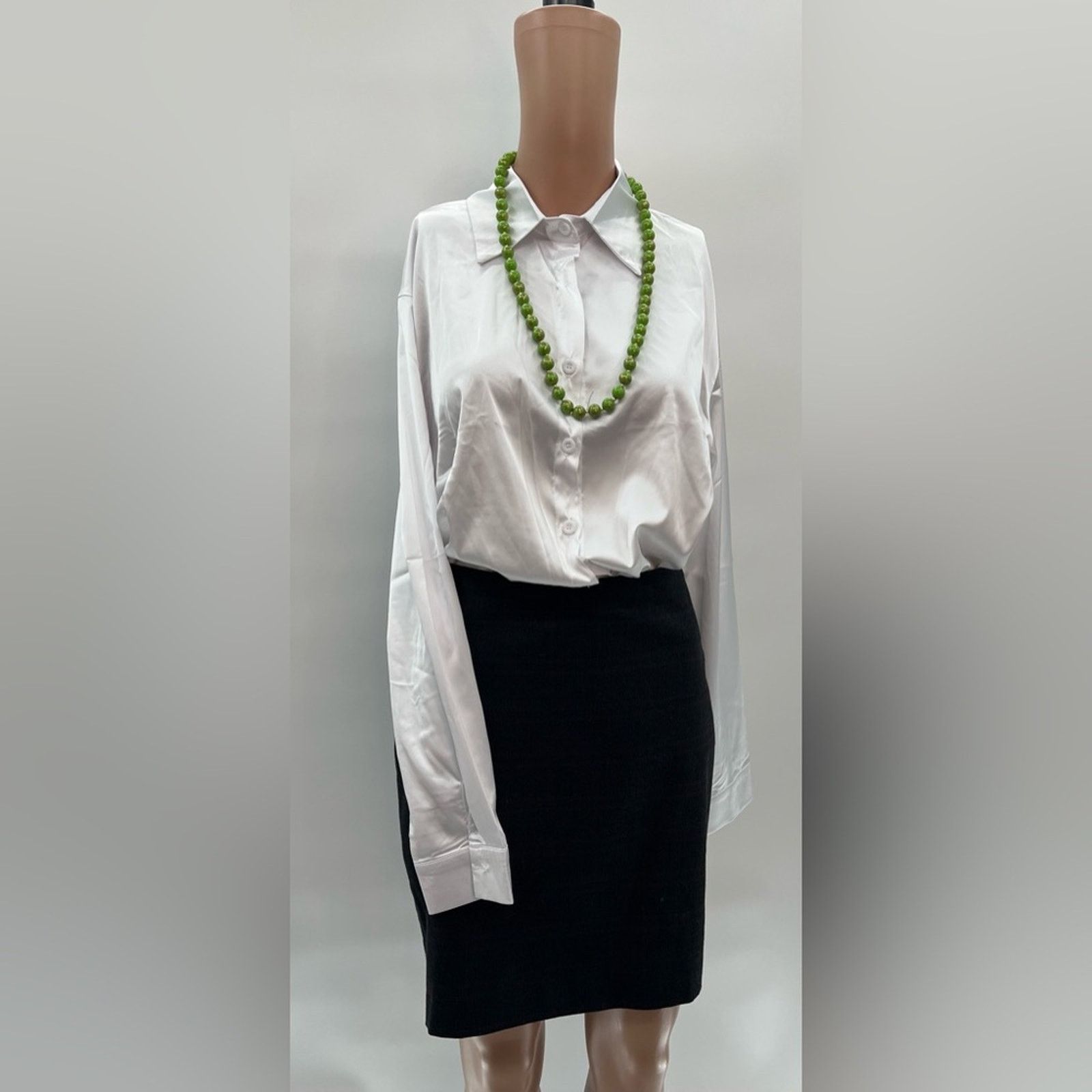 & Other Stories White Satin Polyester Button-Down Blouse – Size L NWOT Size L / US 10 / IT 46 - 5 Thumbnail