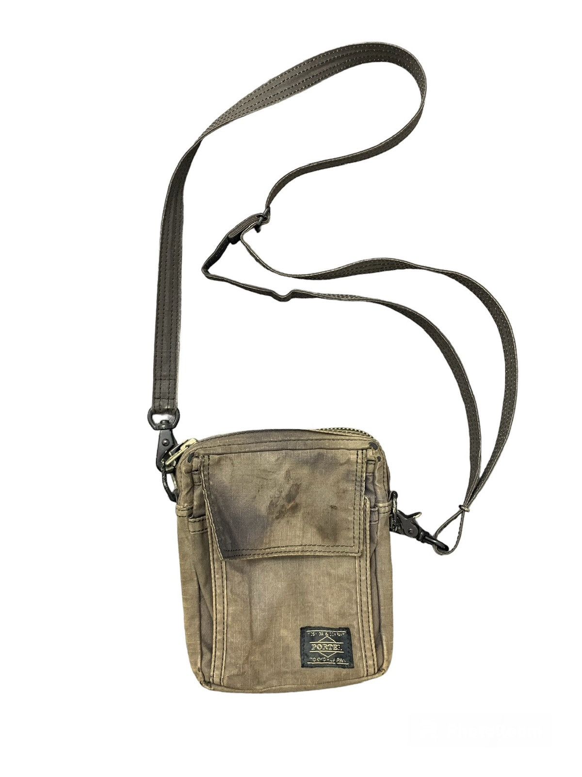 image of Archival Clothing x Porter Trashed Faded Porter Crossbody Sling Bag Small Size in Black, Men's