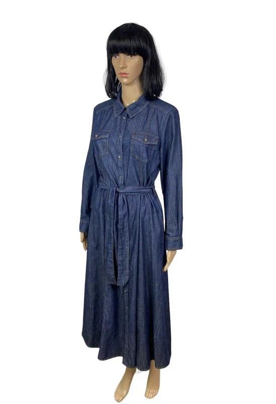 Other Iblues Denim Cotton Maxi Dress Belted size GB12 US8 Size S / US 4 / IT 40 - 6 Thumbnail
