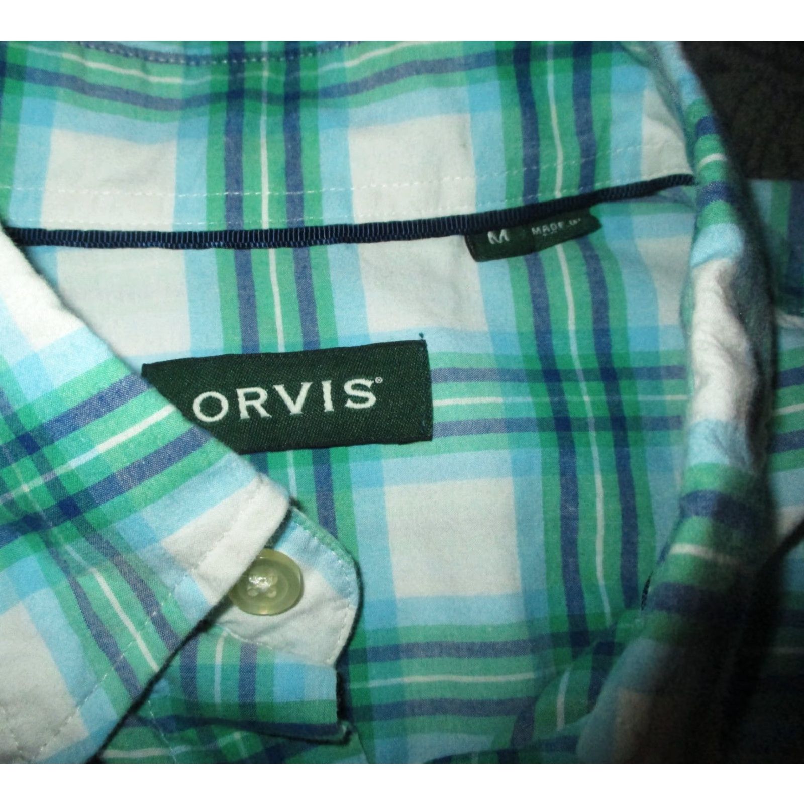 Orvis Orvis Shirt Mens Button-Up Long Sleeve Green Linen Blend M Regular Men’s Green Orvis Button-Front Check Casual All Seasons Vintage No Size US M / EU 48-50 / 2 - 6 Thumbnail