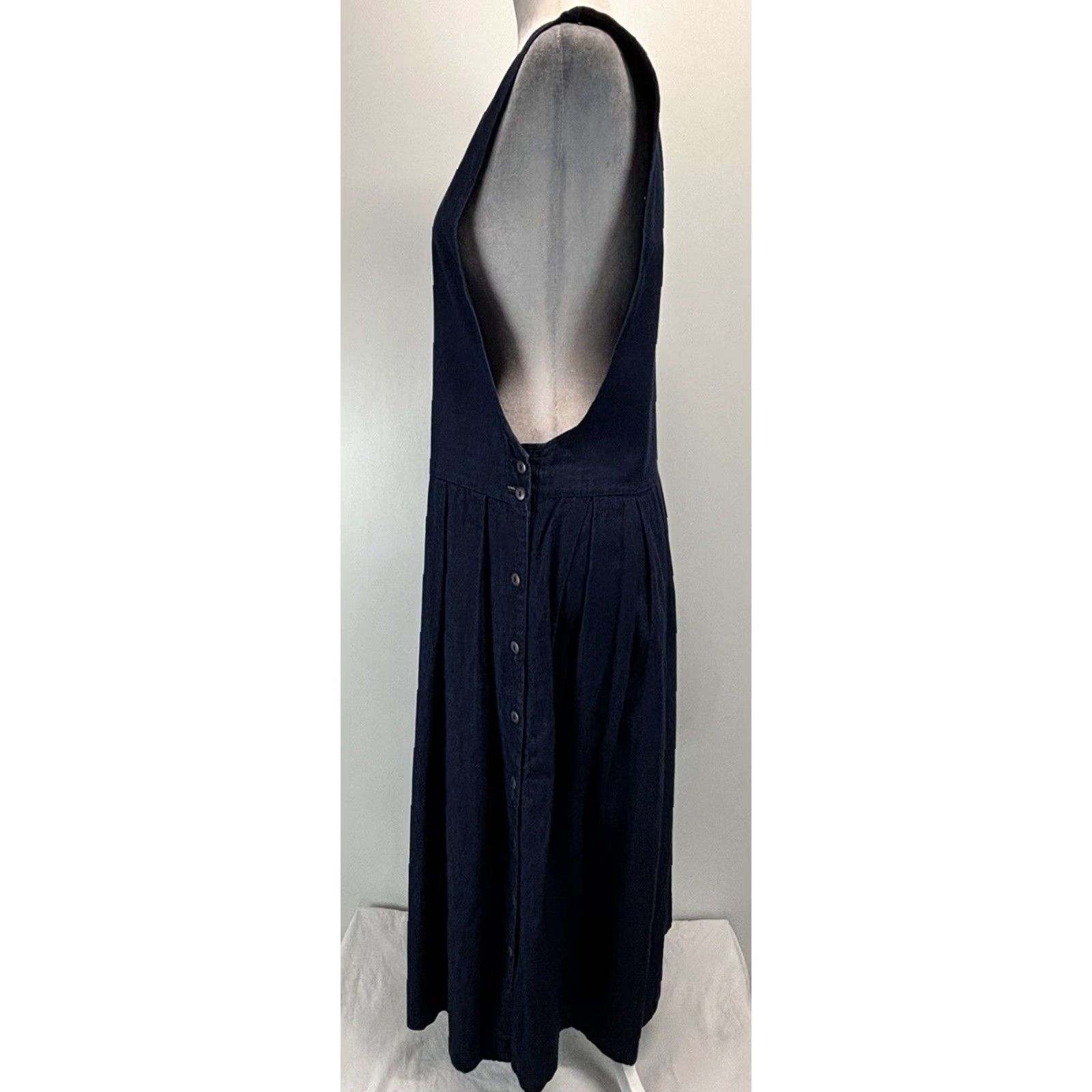 Denime VINTAGE Pam’s Closet Denim Chambray Jumper Dress Womens Medium Blue 1990s Made in USA Button Side Size M / US 6-8 / IT 42-44 - 2 Thumbnail