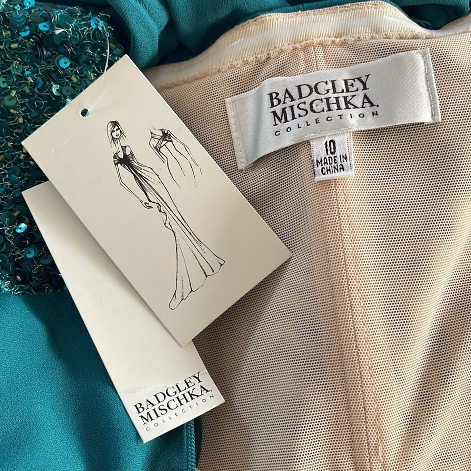 Badgley Mischka Badgley Mischka Collection Aqua Gown Maxi Dress Formal 10 Size L / US 10 / IT 46 - 3 Thumbnail