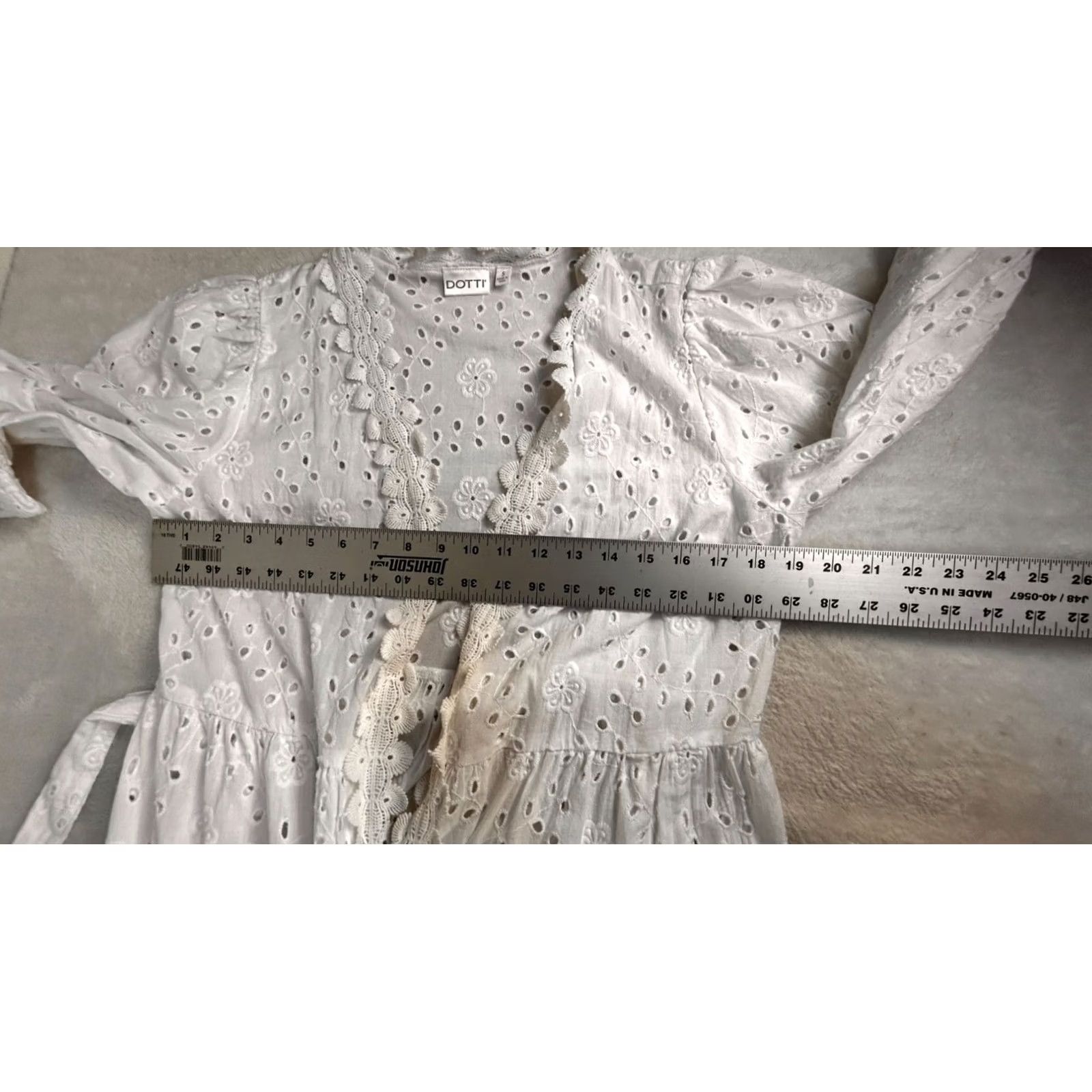 Vintage Dotti Womens White Cotton Eyelet Lace Open Front Cardigan/Dress Small Size S / US 4 / IT 40 - 6 Thumbnail