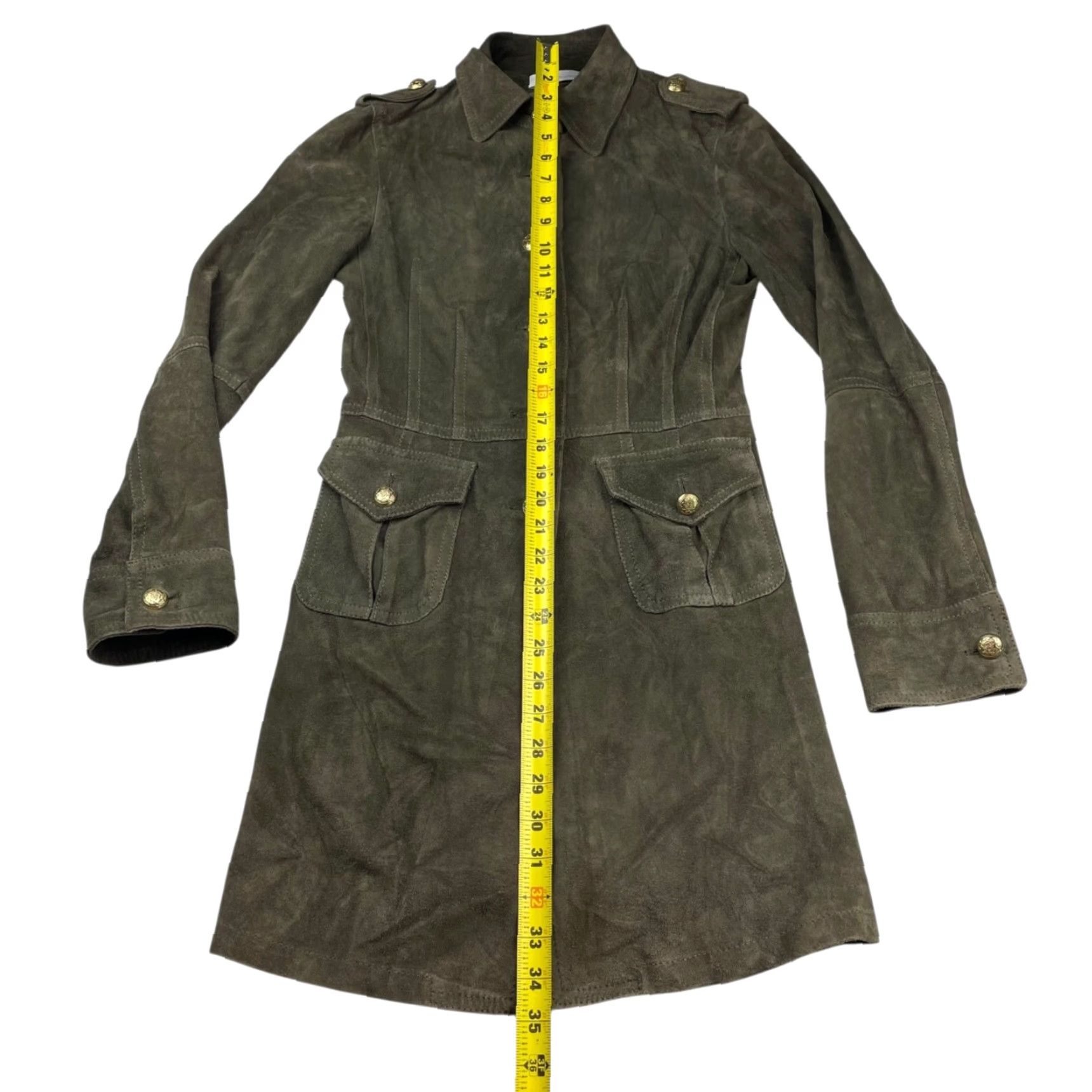 Vintage Laltramoda Women's Suede Leather Duster Jacket Green Italy Size 42 IT) Size M / US 6-8 / IT 42-44 - 7 Thumbnail