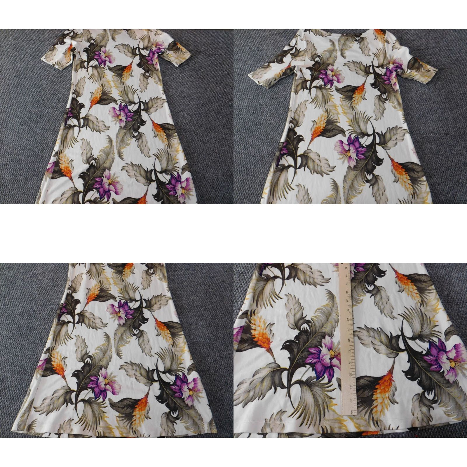 Tommy Bahama Tommy Bahama Dress Womens Midi A-Line Floral White S Short Sleeve Mock Neck Zip Crochet Knit Stretch Summer Casual Size S / US 4 / IT 40 - 8 Thumbnail