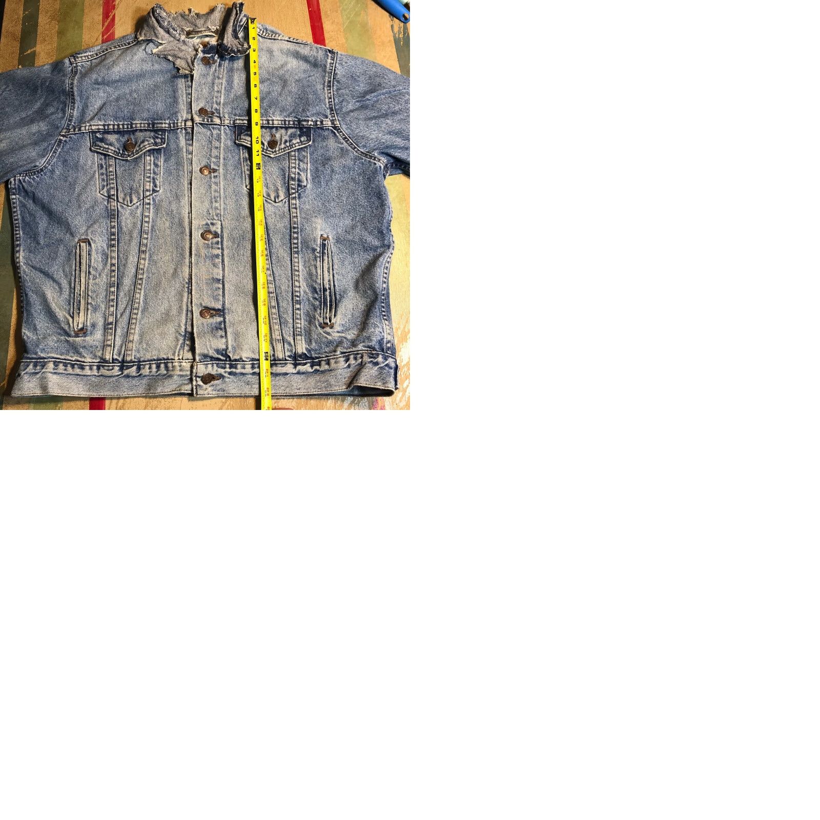 Levi's VINTAGE Levi's Denim Jacket Western USA Distressed Light Blue L Men Collared 80s 90s Style Jacket Size US L / EU 52-54 / 3 - 9 Thumbnail